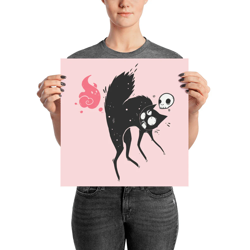 Kuro Black Cat Art Print Poster - Image 4