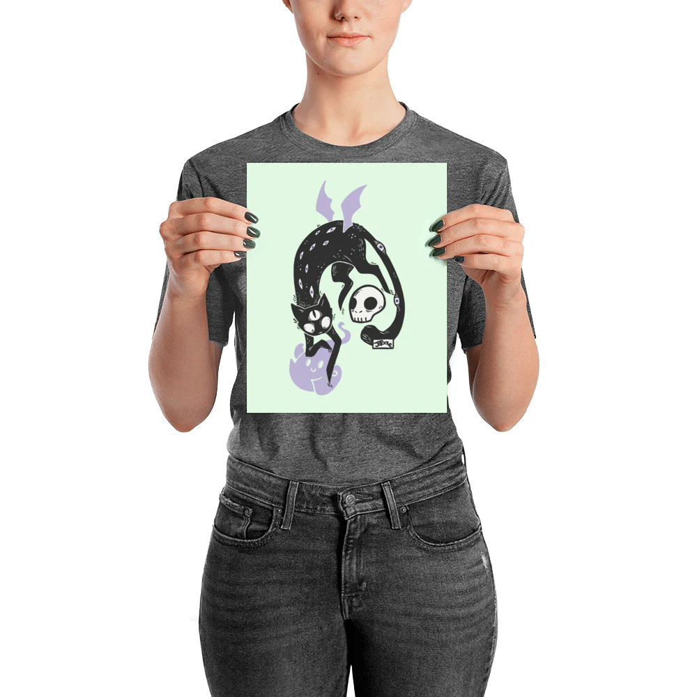 Kuro Black Cat Matte Art Print Poster - Image 2