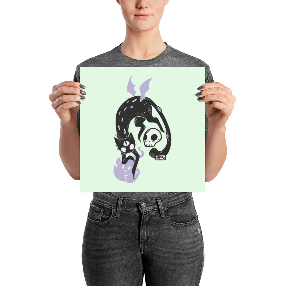 Kuro Black Cat Matte Art Print Poster - Image 4