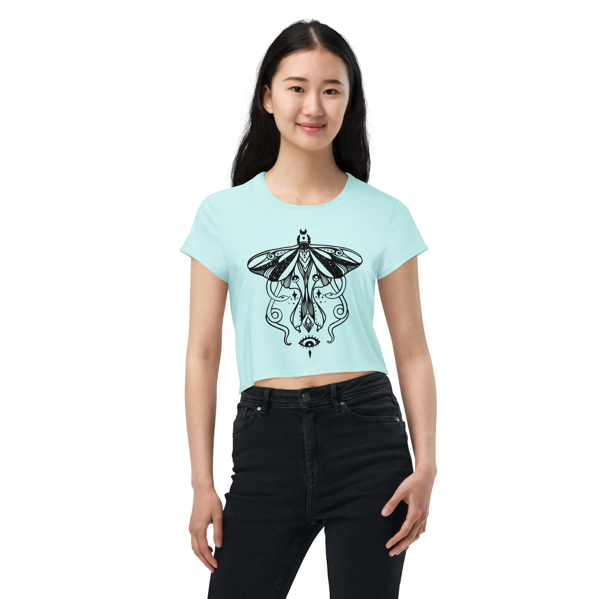 Luna Moth Magic, Sublimation Crop Top - Image 2