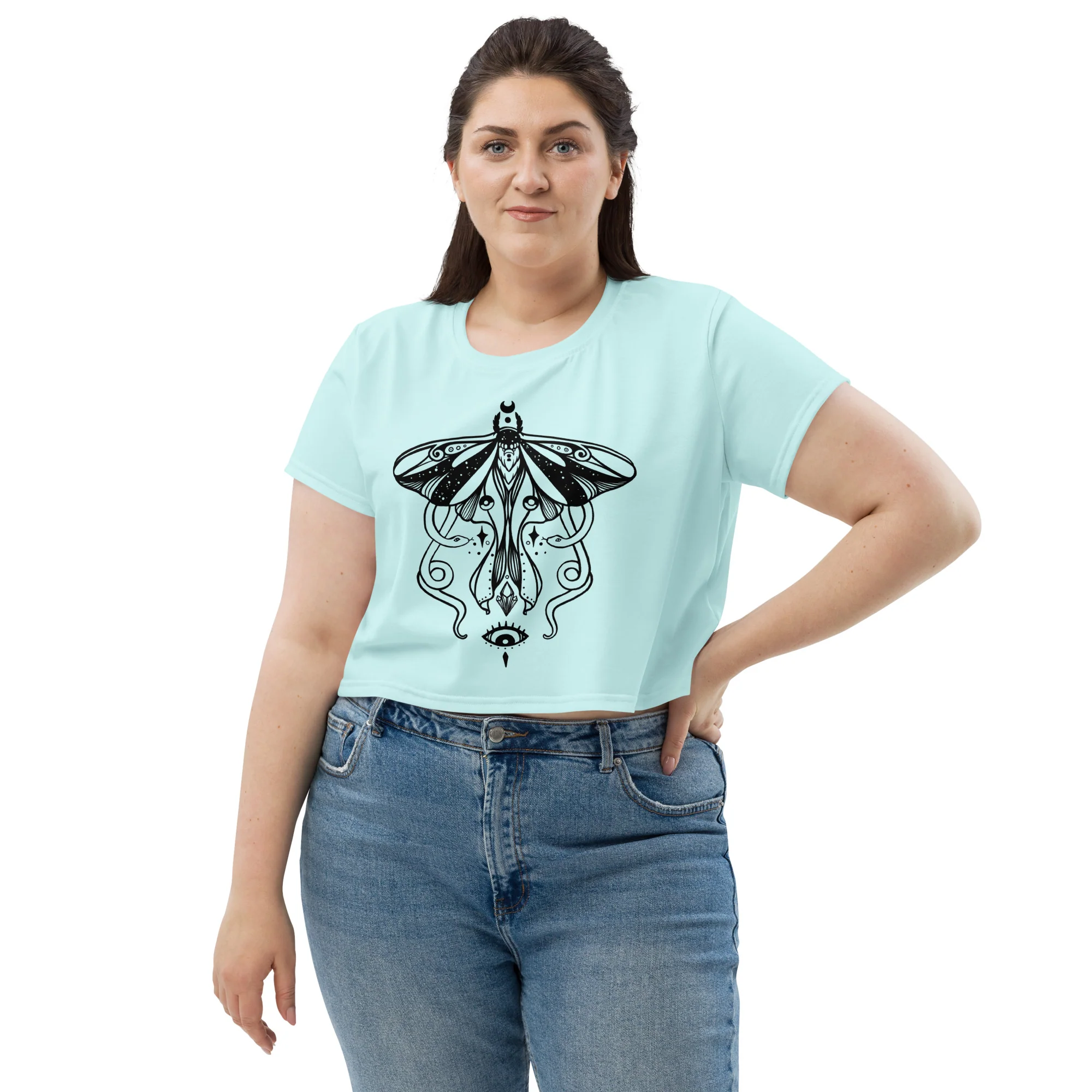 Luna Moth Magic, Sublimation Crop Top - Image 3