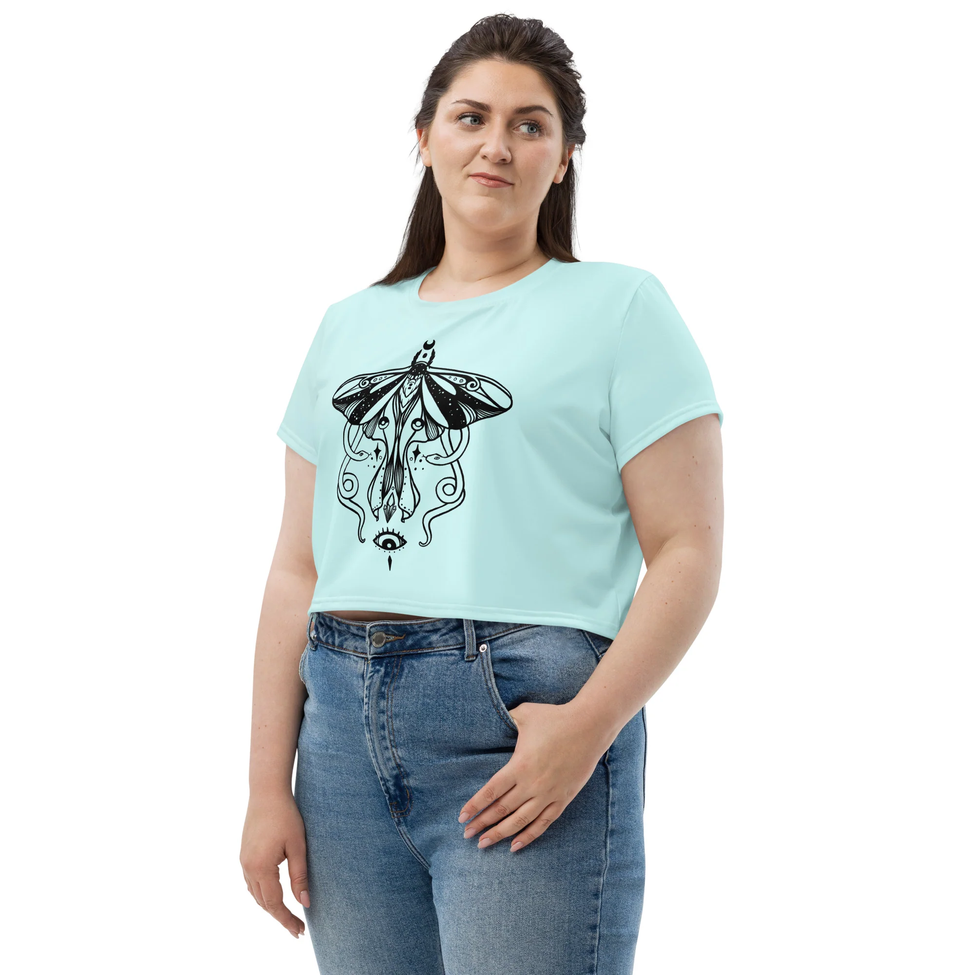 Luna Moth Magic, Sublimation Crop Top - Image 5