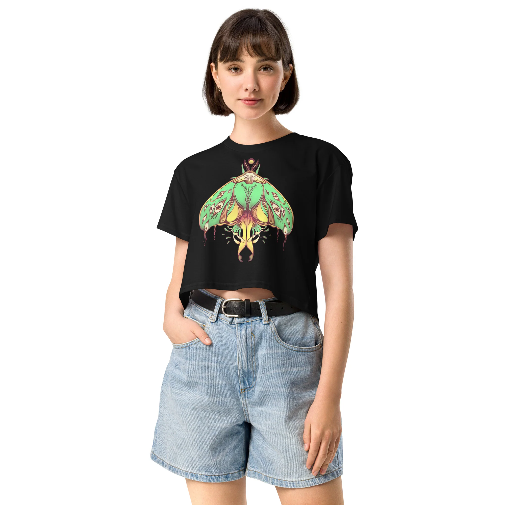Luna Moth, Relaxed Crop Top - Image 2