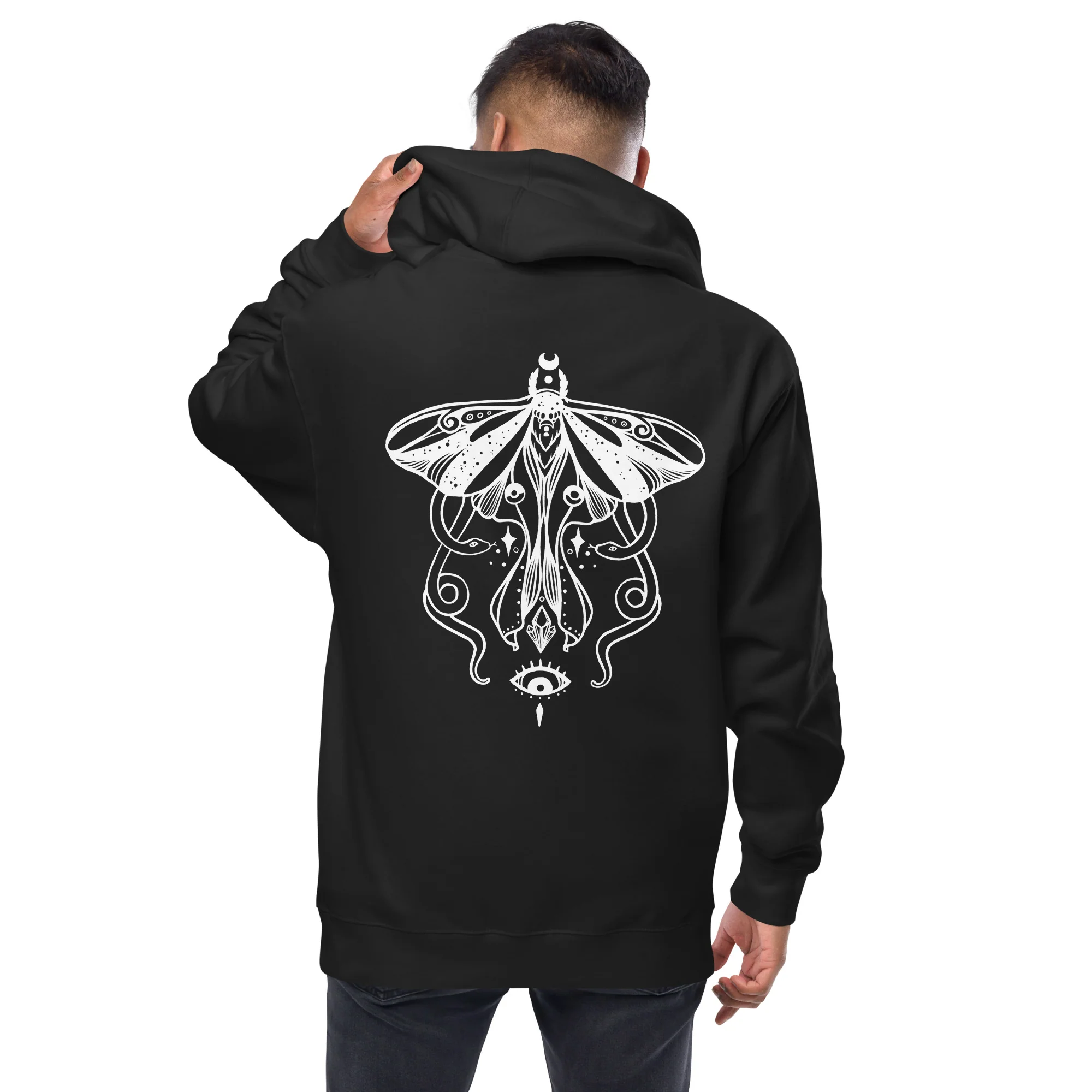 Luna Moth, Unisex Fleece Zip-Up Hoodie - Image 3