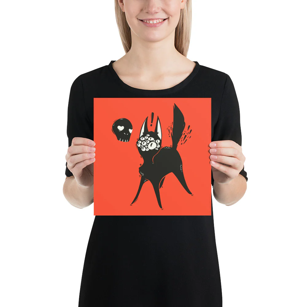 Many Eyed Cat, Matte Art Print Poster - Image 2