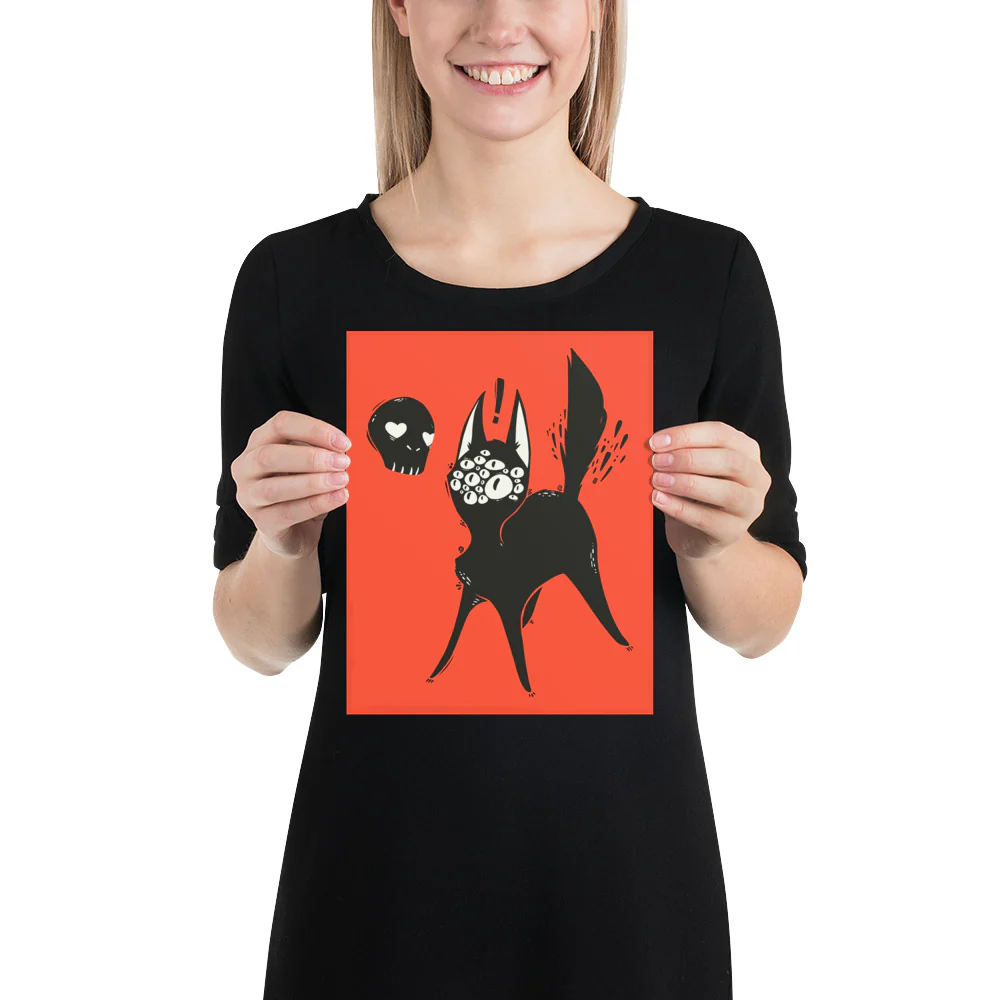 Many Eyed Cat, Matte Art Print Poster - Image 3