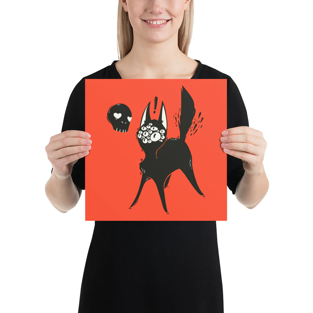 Many Eyed Cat, Matte Art Print Poster - Image 4