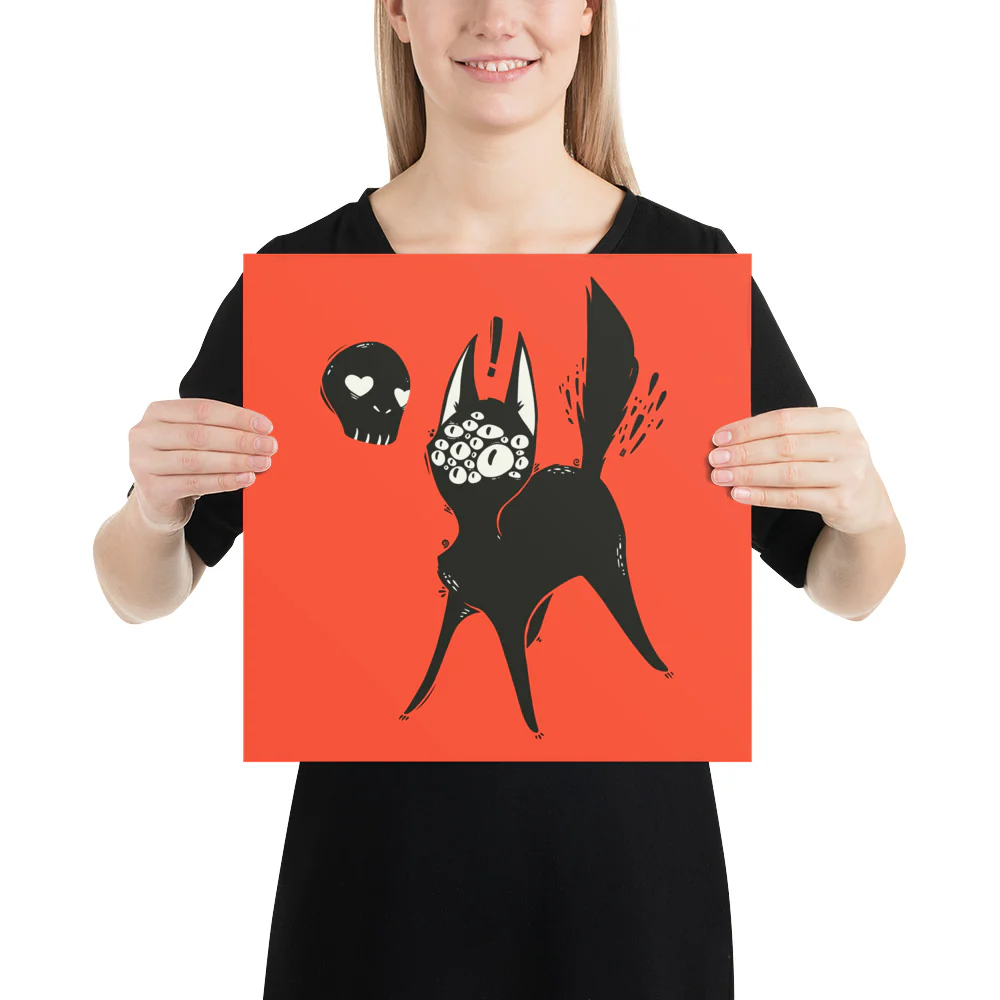 Many Eyed Cat, Matte Art Print Poster - Image 5