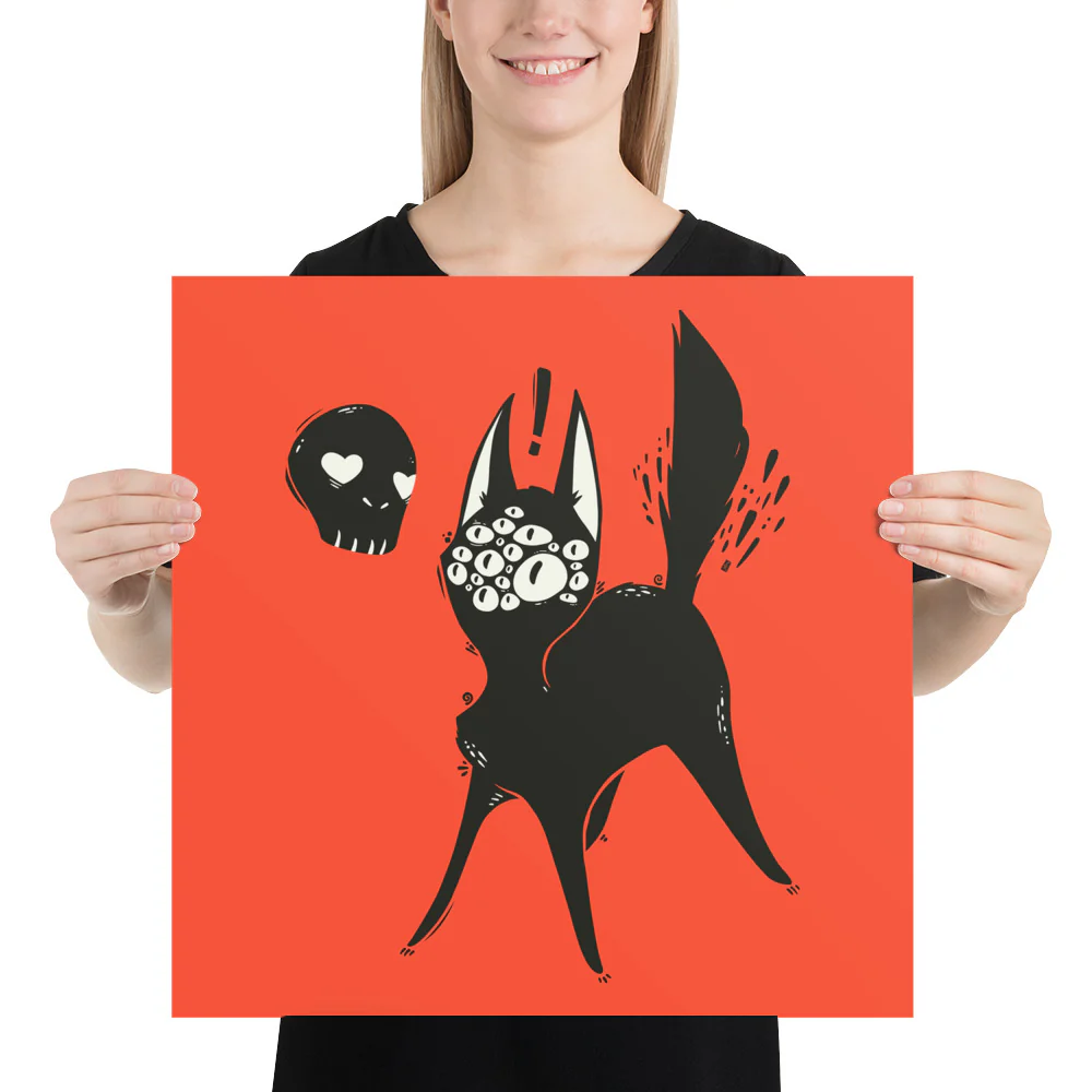 Many Eyed Cat, Matte Art Print Poster - Image 7