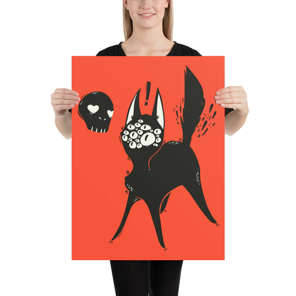 Many Eyed Cat, Matte Art Print Poster - Image 8