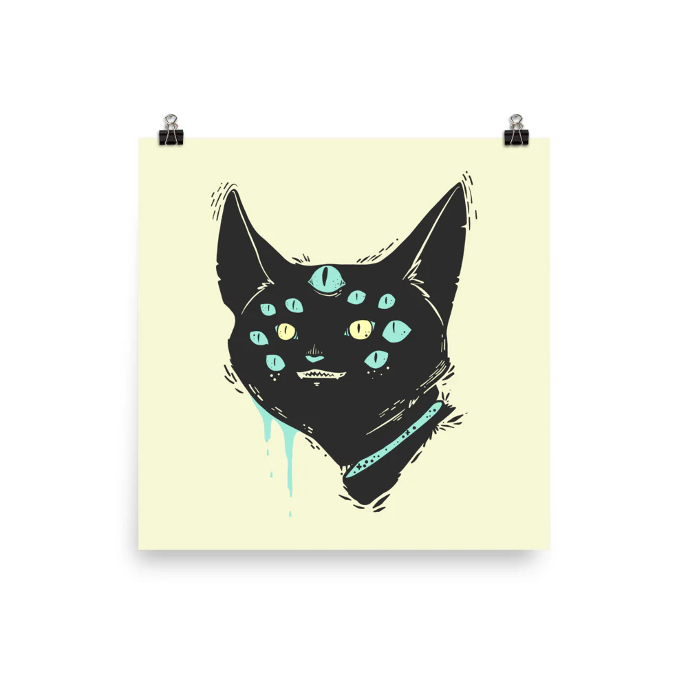 Many-Eyed Cat Monster Matte Art Print - Image 3