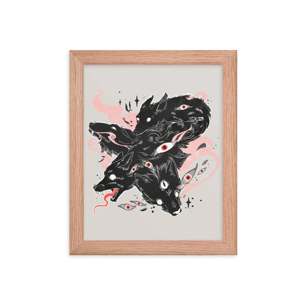 Many Eyes Many Black Wolves, Framed Art Print - Image 4