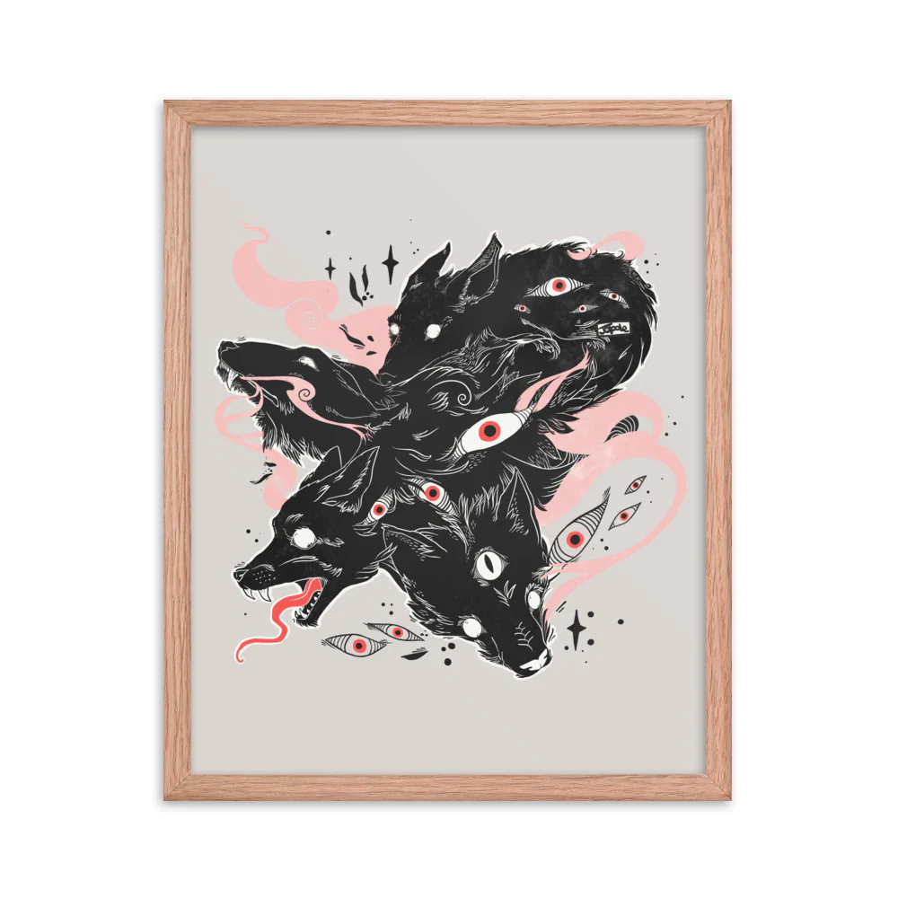 Many Eyes Many Black Wolves, Framed Art Print - Image 5