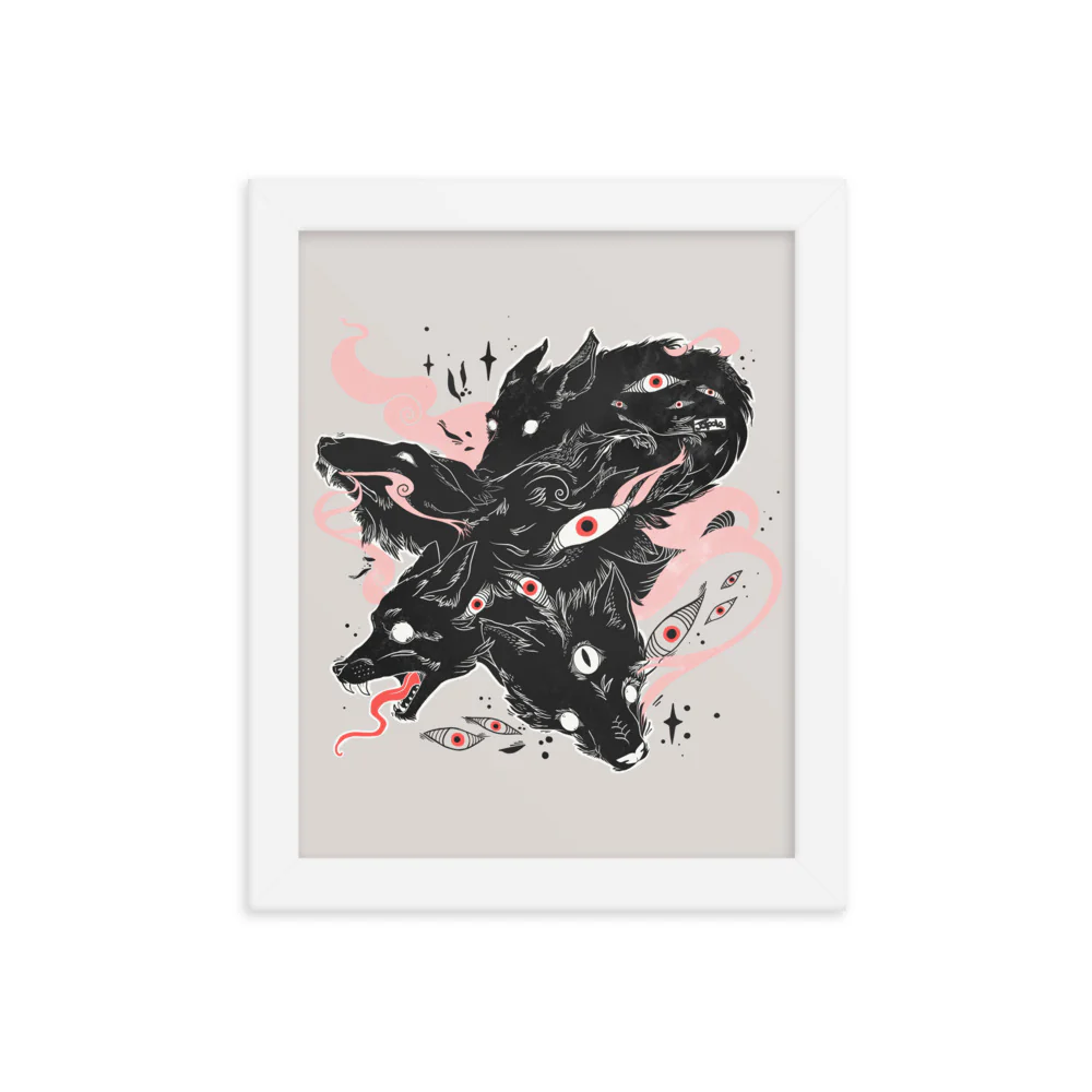Many Eyes Many Black Wolves, Framed Art Print - Image 6