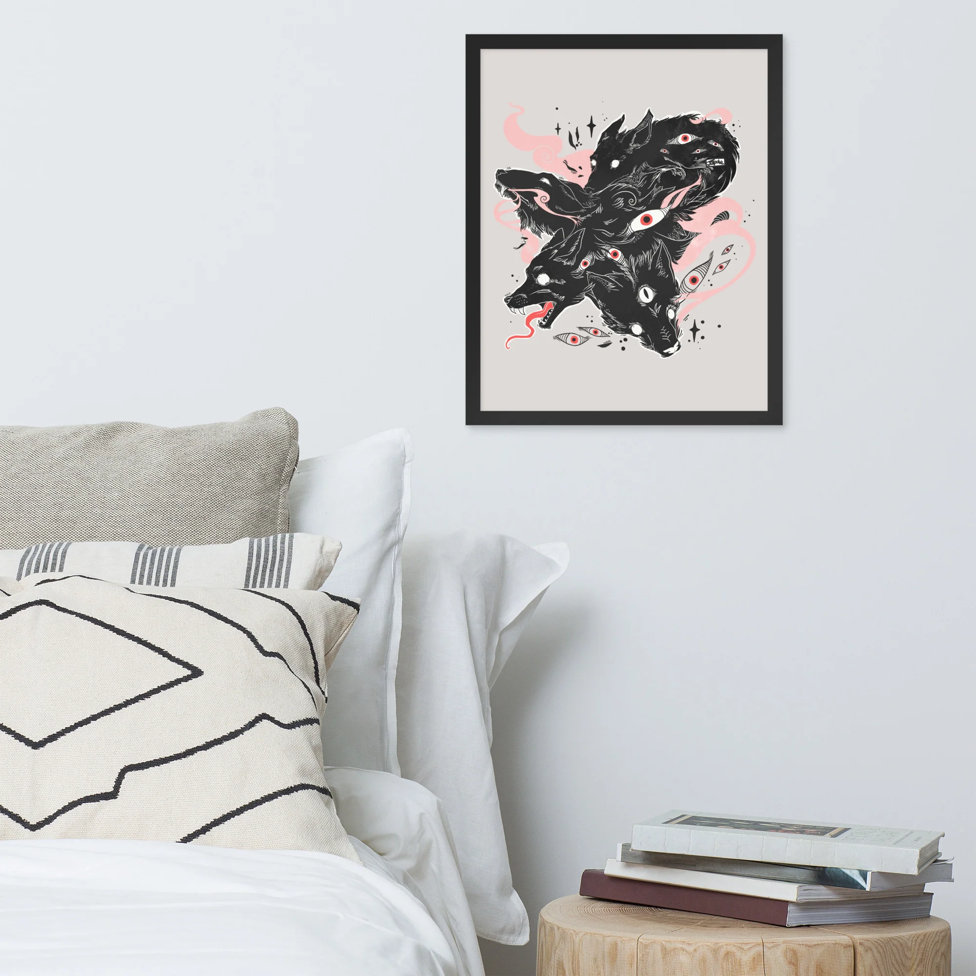 Many Eyes Many Black Wolves, Framed Art Print - Image 8