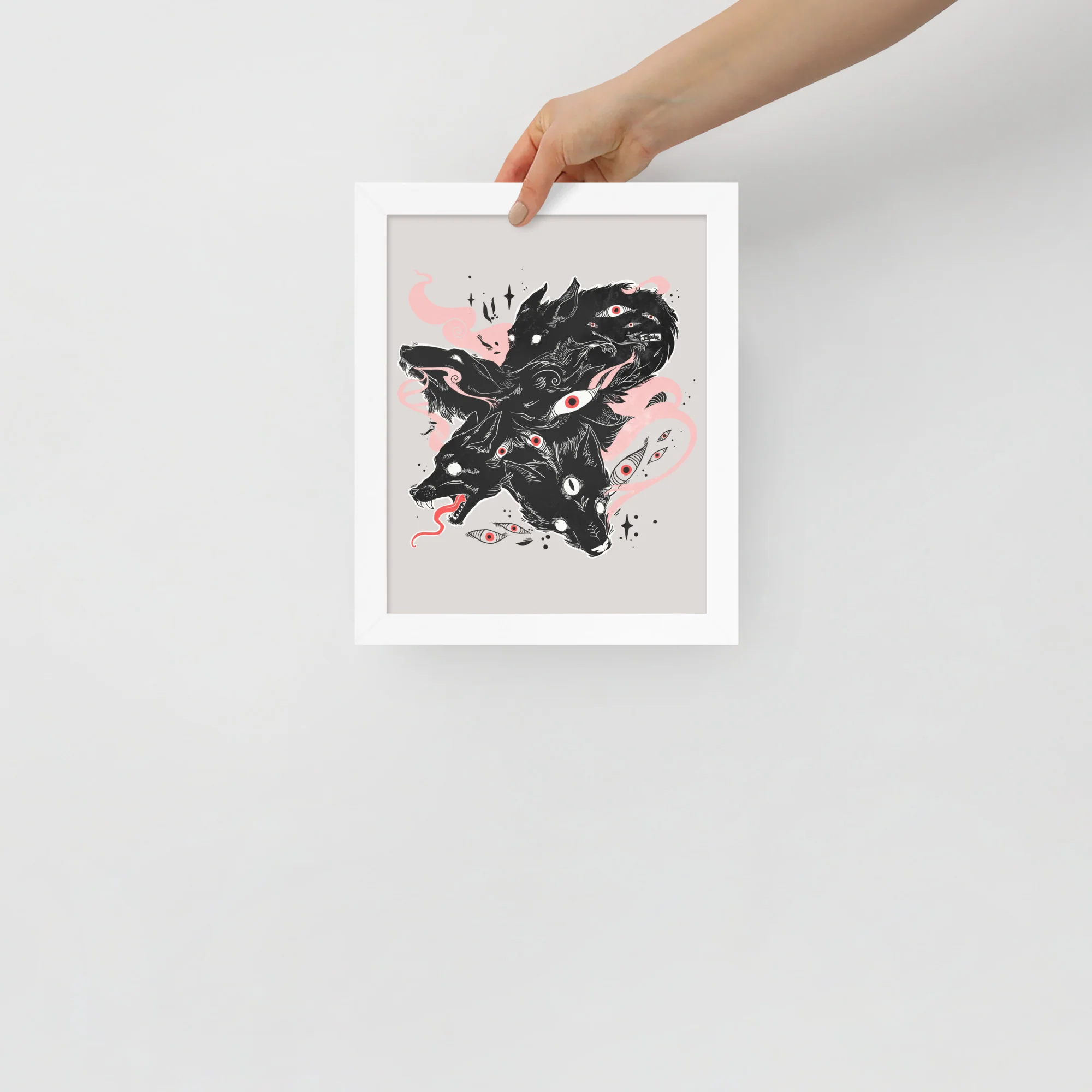 Many Eyes Many Black Wolves, Framed Art Print - Image 9