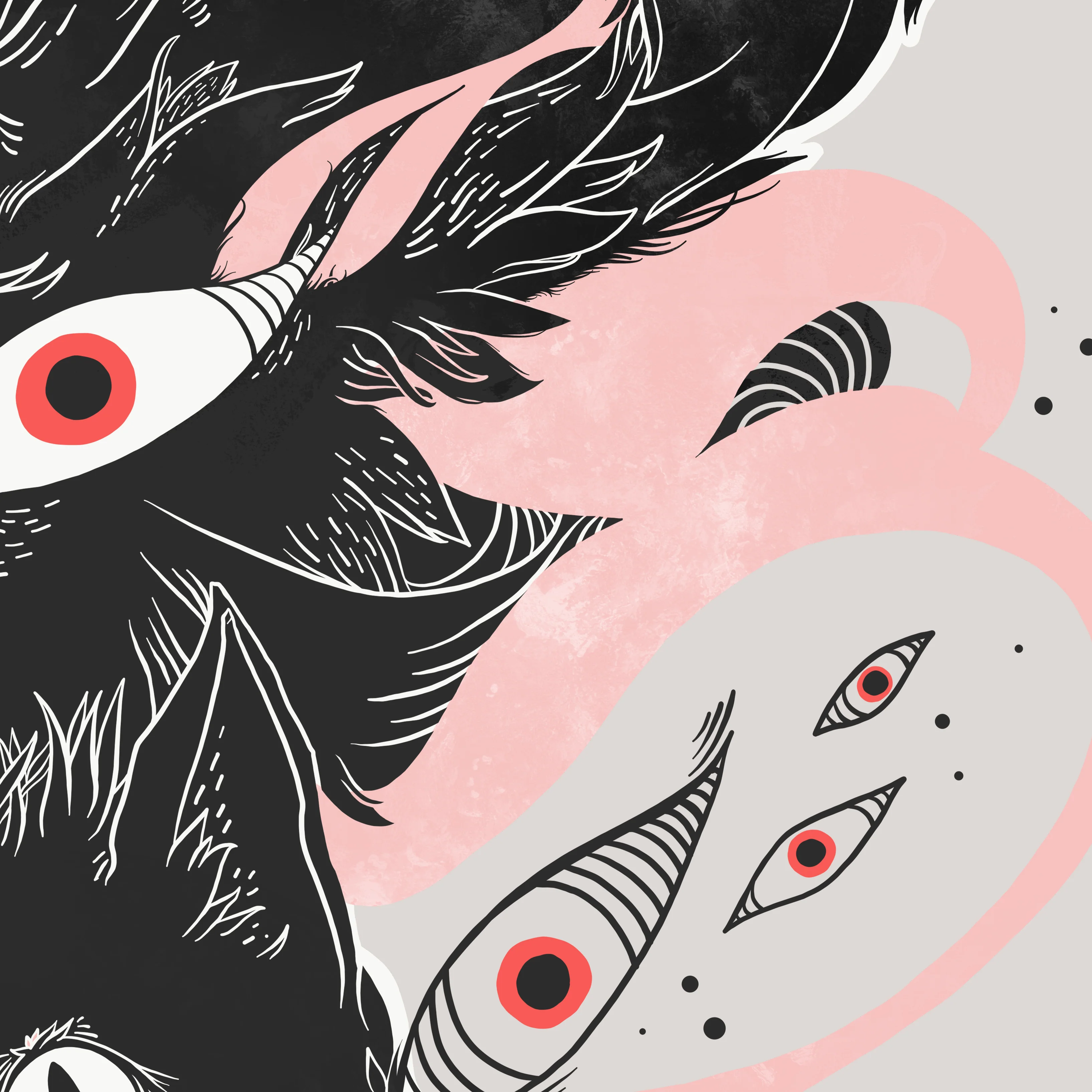 Many Eyes Many Black Wolves Matte Art Print Poster - Image 3