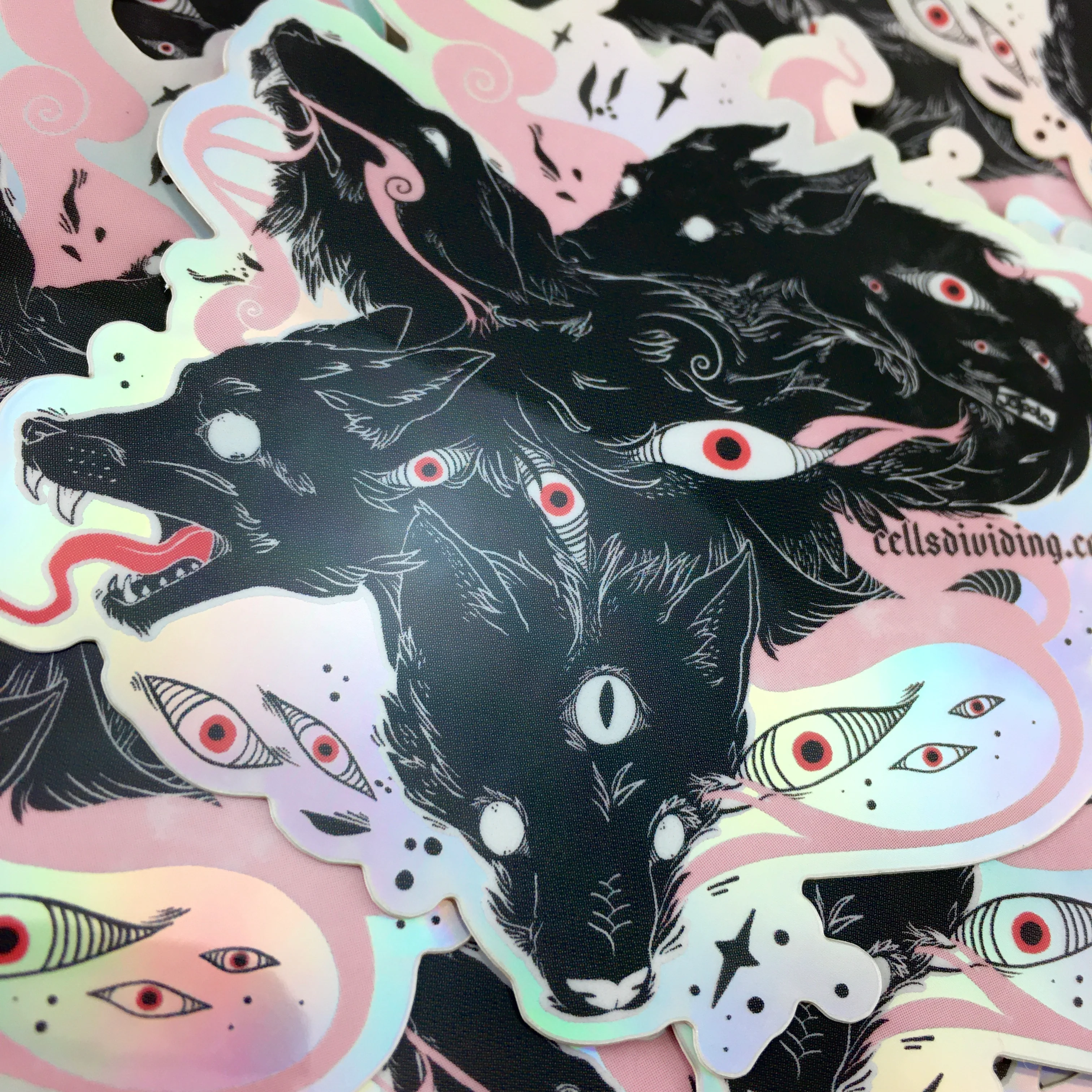 Many Wolves, Holographic Sticker - Image 3