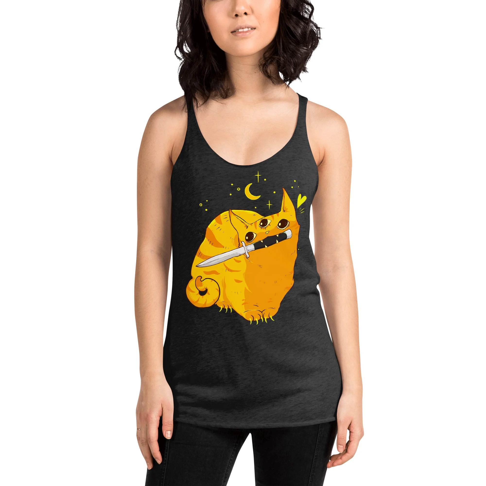 Mean Orange Cat, Racerback Tank Top - Image 2