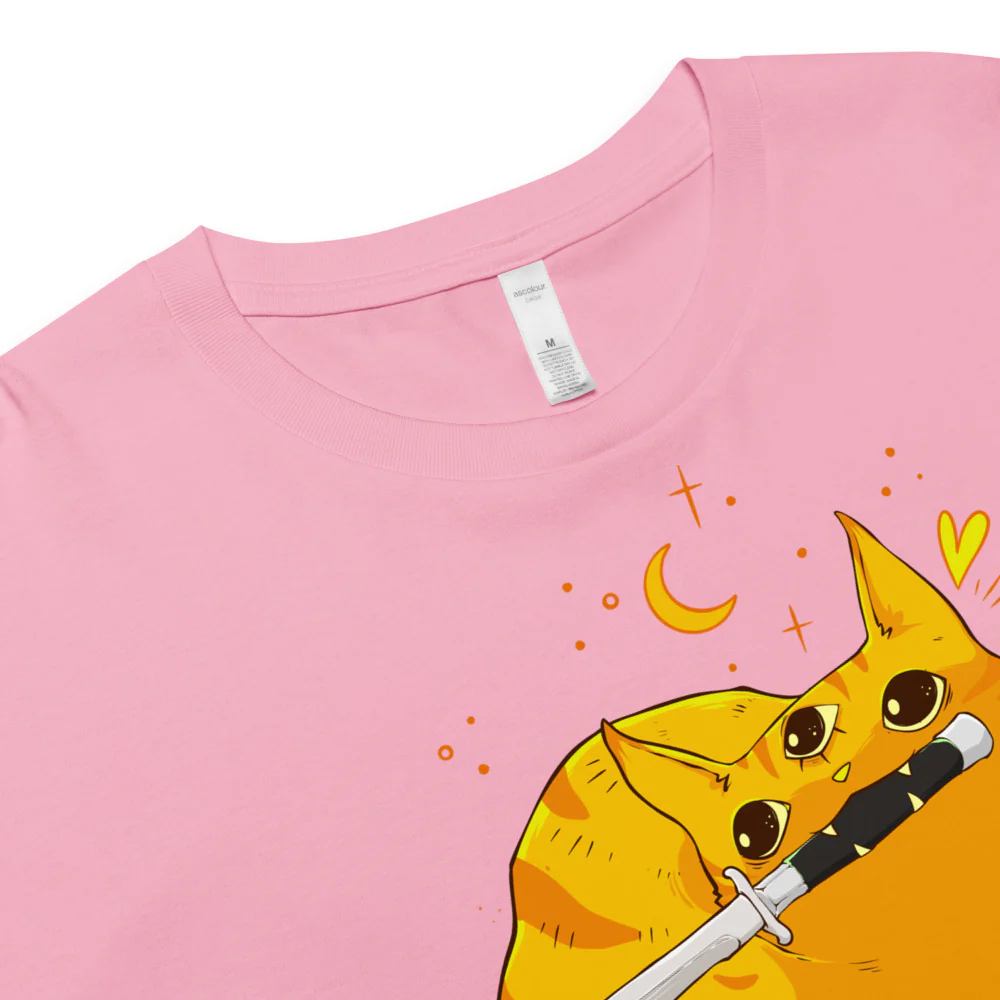 Mean Orange Cat, Relaxed Crop Top - Image 6