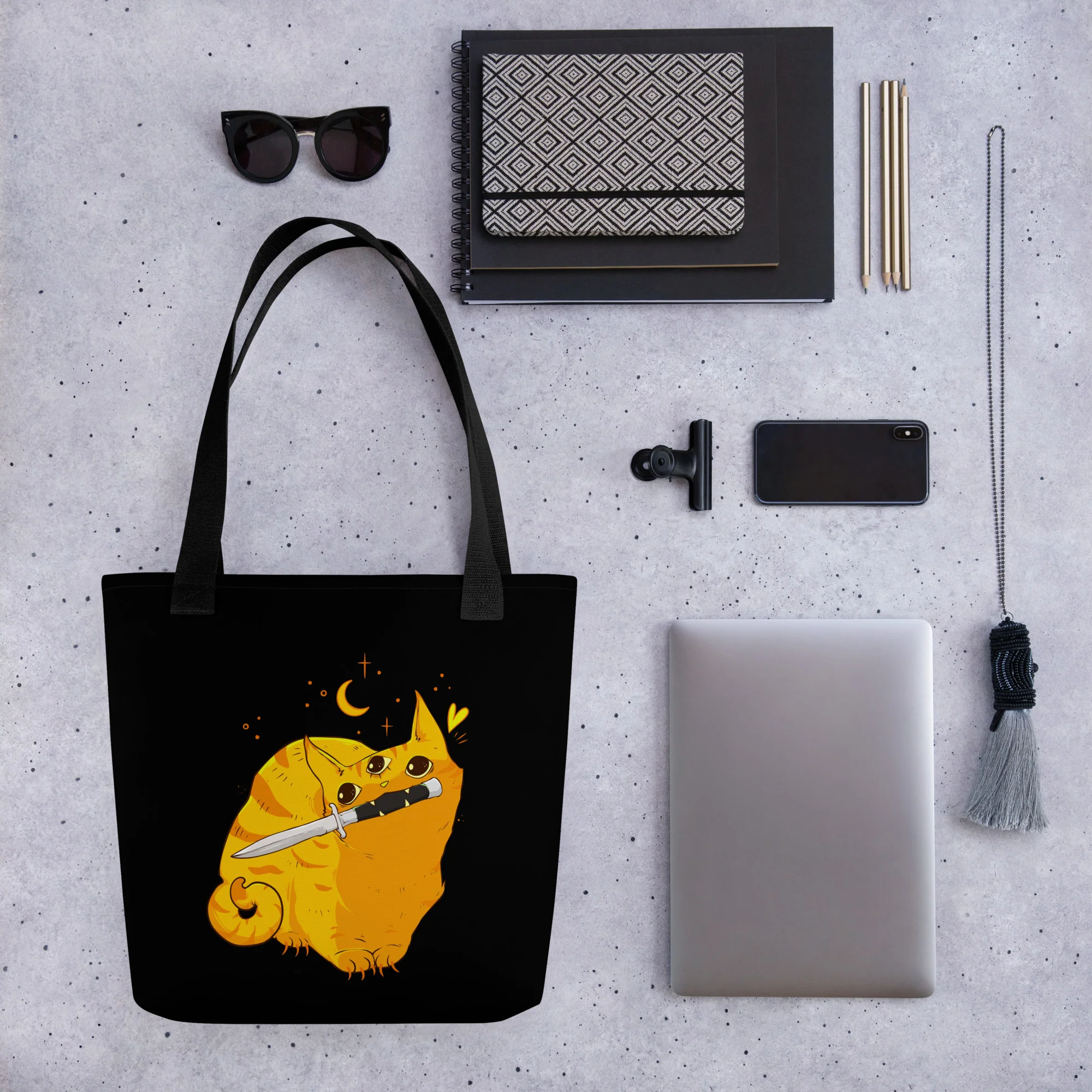 Mean Orange Cat, Tote Bag - Image 7