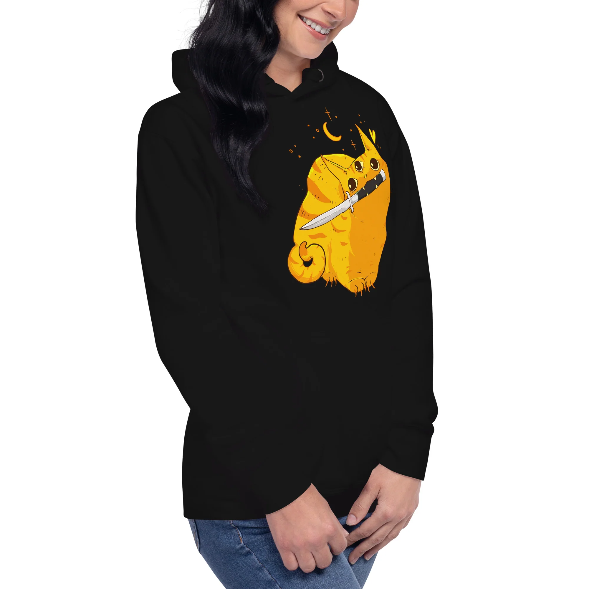 Mean Orange Cat, Unisex Hoodie - Image 5