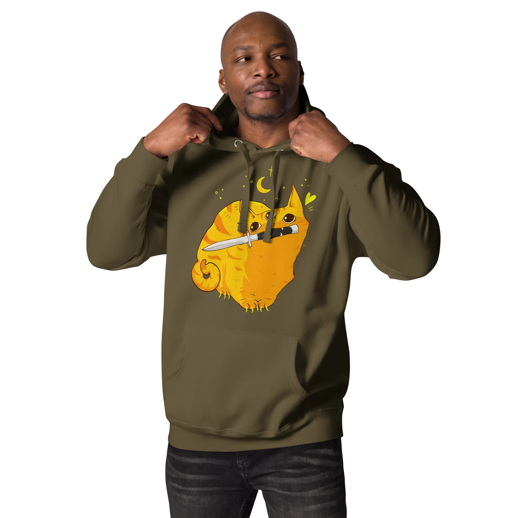 Mean Orange Cat, Unisex Hoodie - Image 5