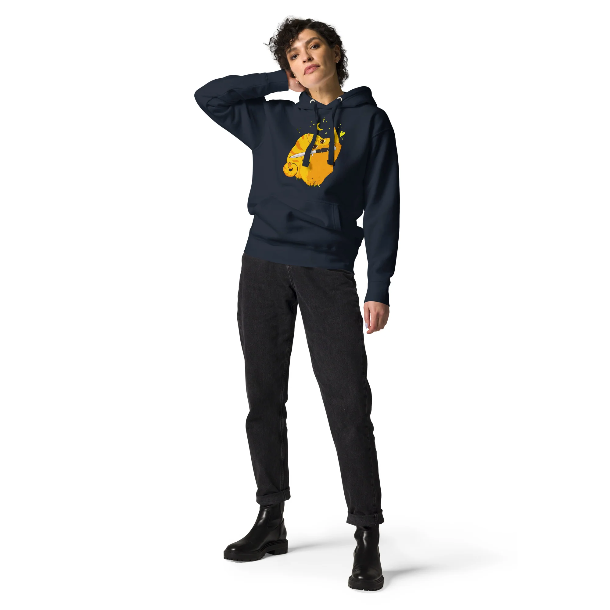 Mean Orange Cat, Unisex Hoodie - Image 7