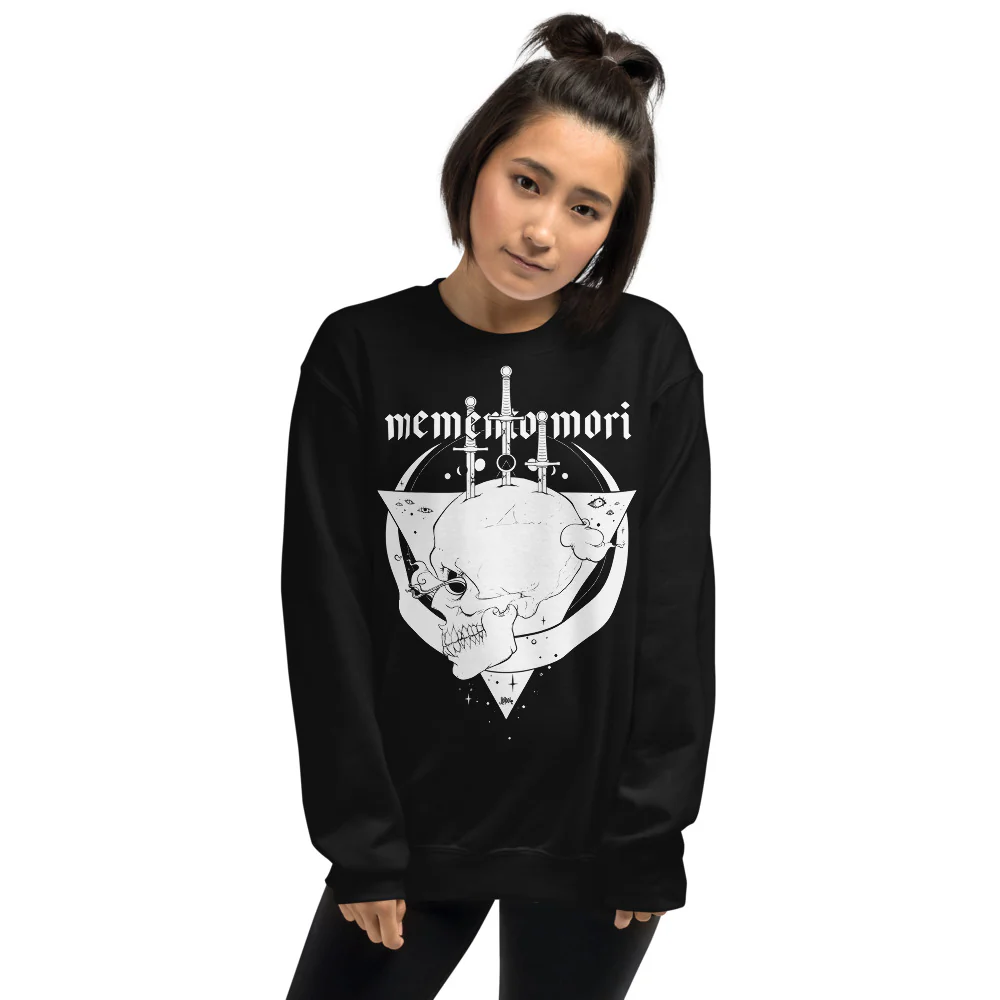 Memento Mori Skull, Unisex Sweatshirt - Image 4