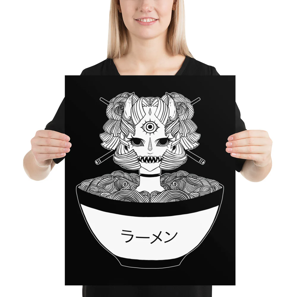 Monster Ramen, Matte Art Print Poster - Image 4