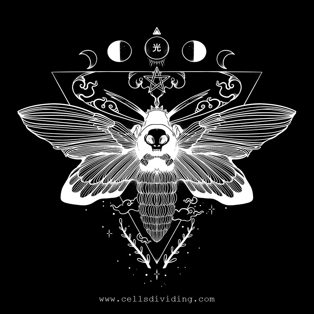 Death Head Moth, Unisex T-Shirt, Black - Image 4