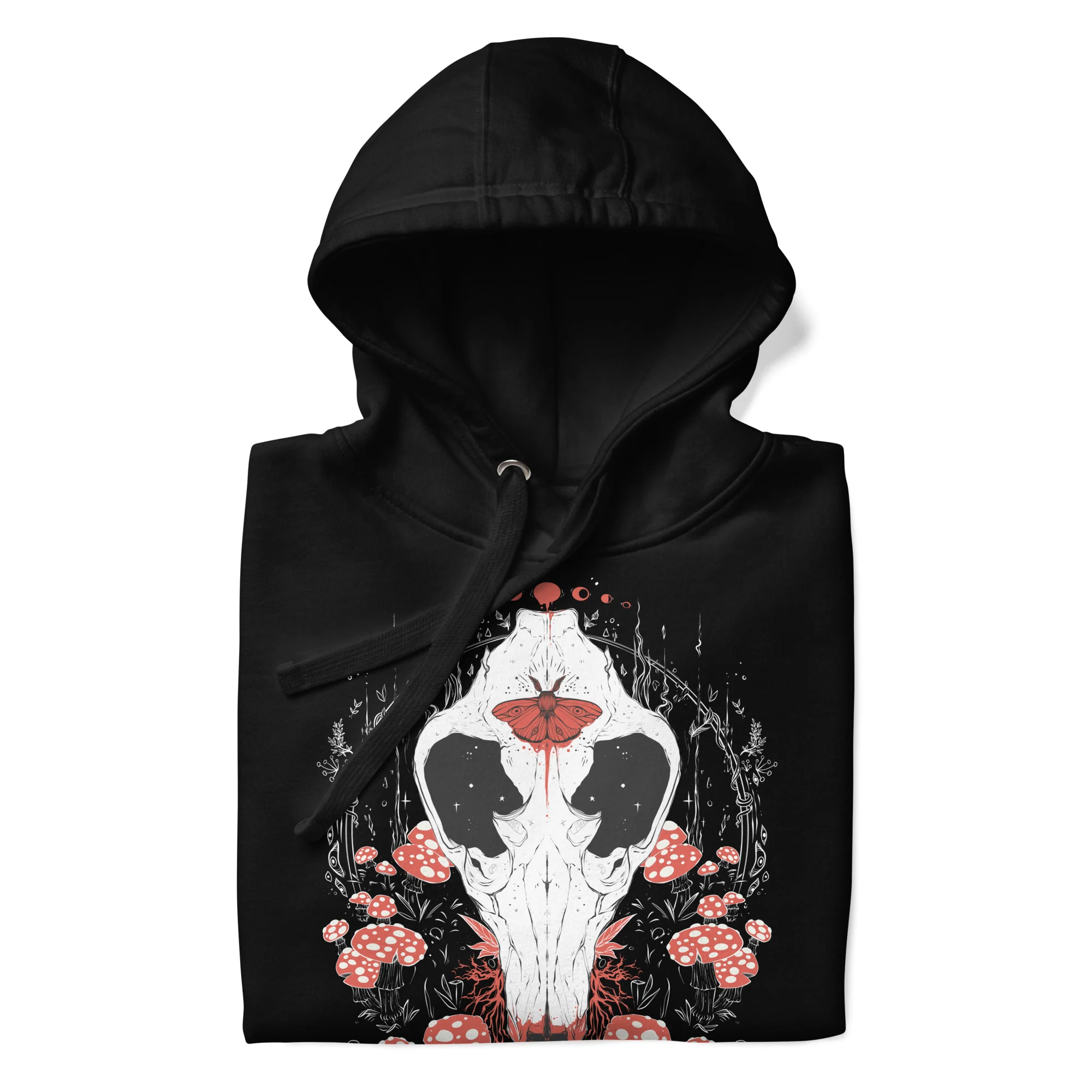 Mushroom And Wolf Skull, Unisex Hoodie - Image 7