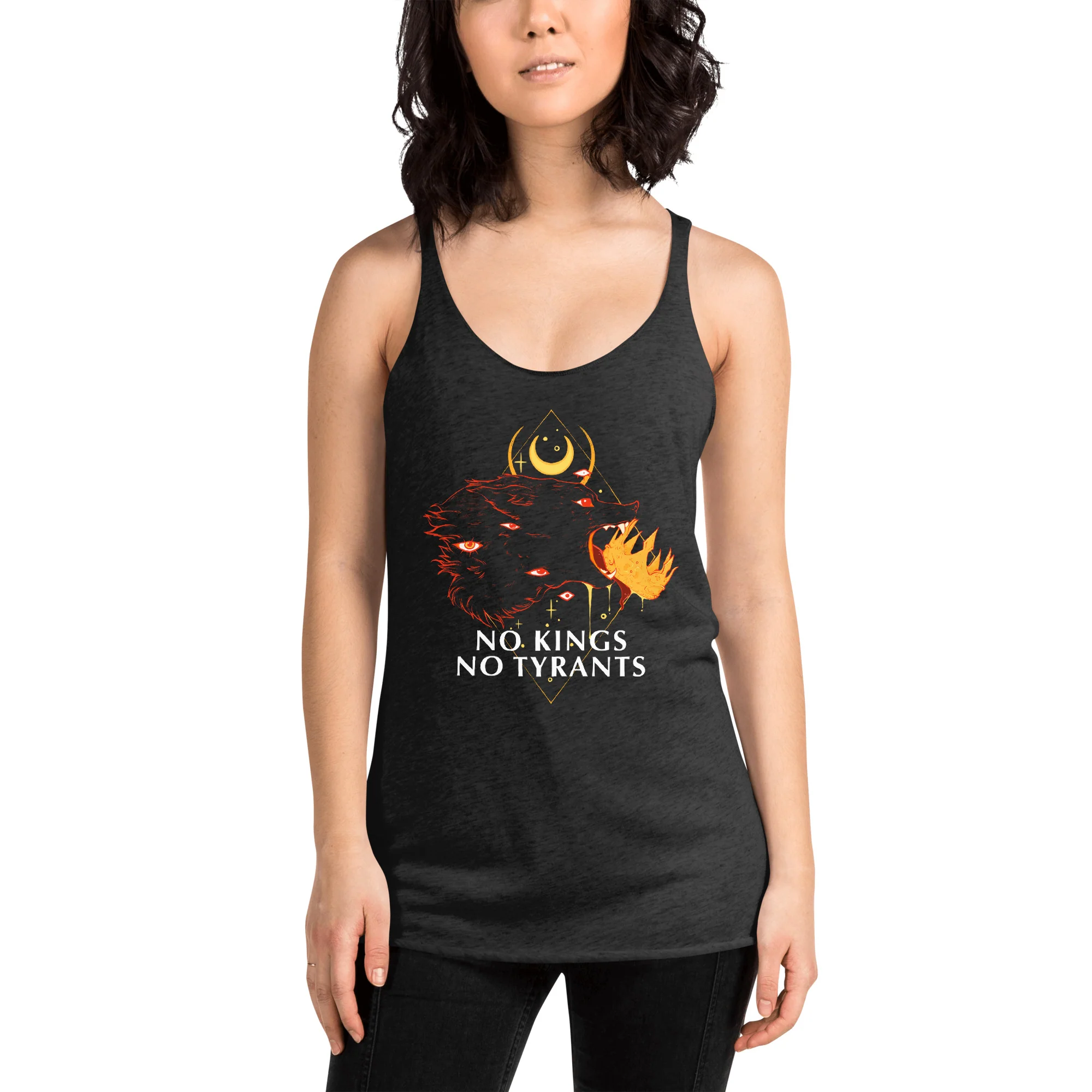 No Kings No Tyrants Wolf, Racerback Tank Top - Image 2