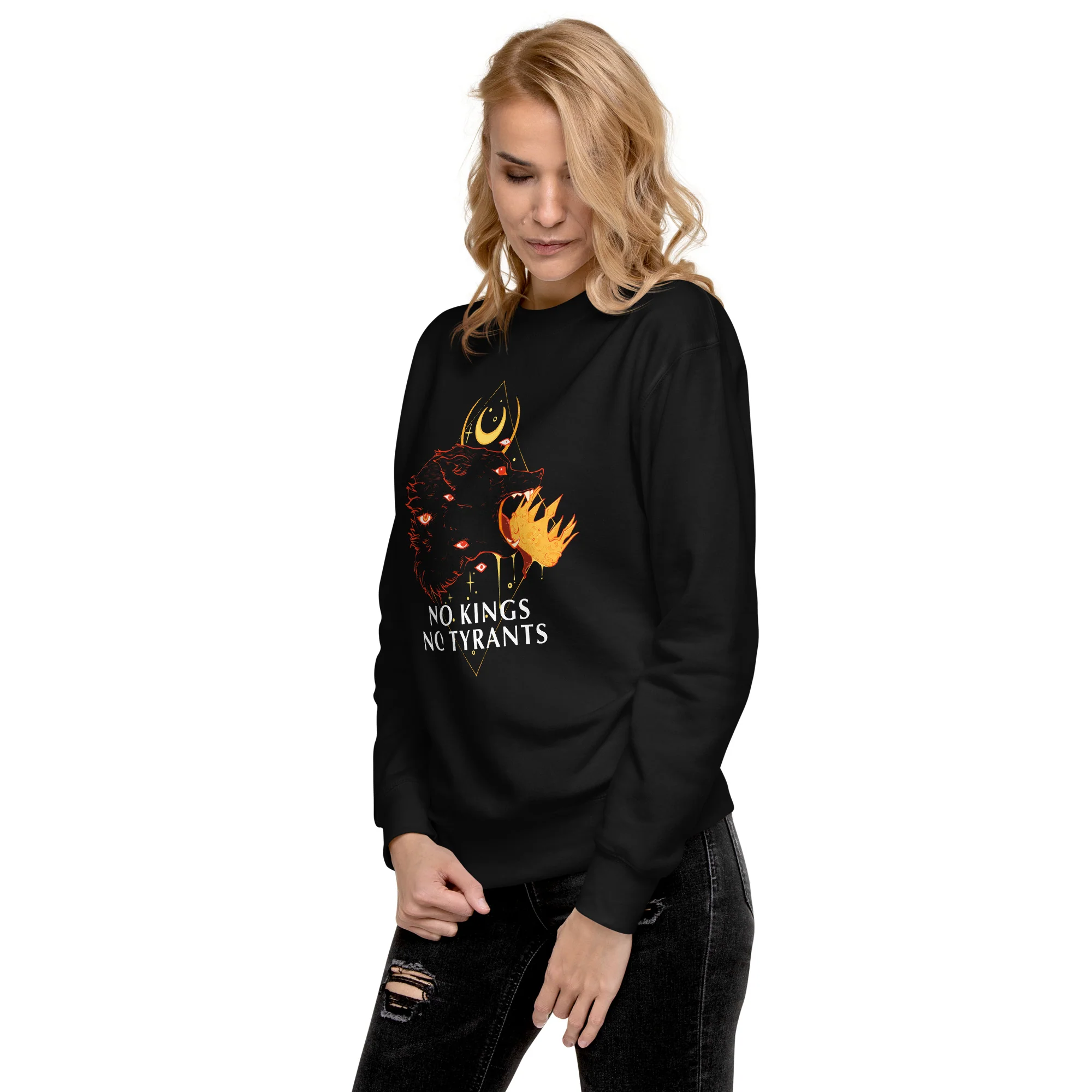 No Kings Wolf, Premium Unisex Sweatshirt - Image 3