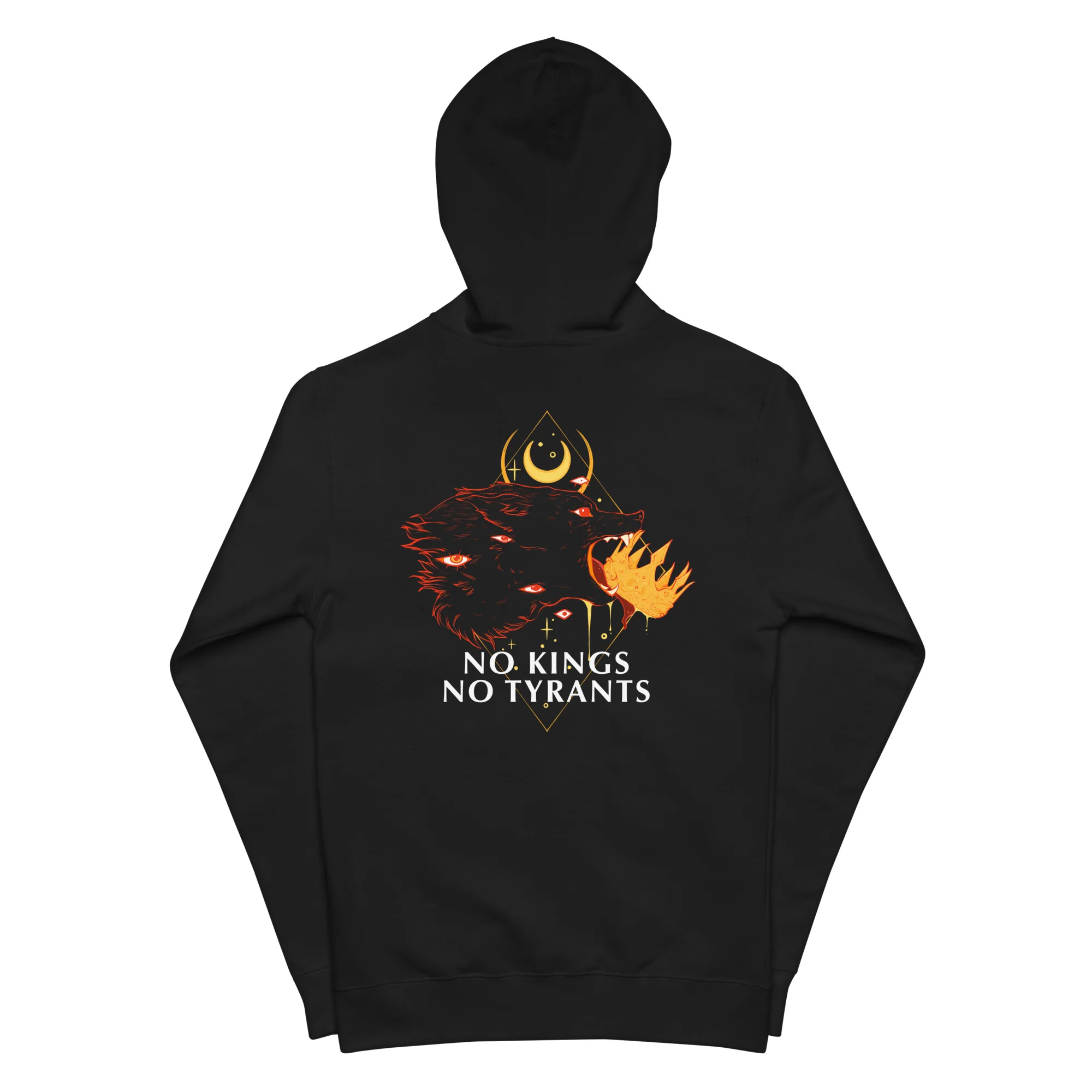 No Kings Wolf, Unisex Fleece Zip-Up Hoodie