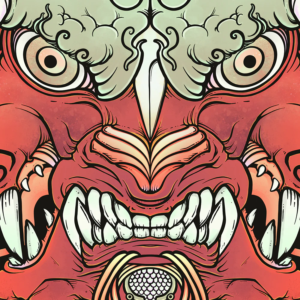Oni Demon Face, Matte Art Print Poster - Image 3