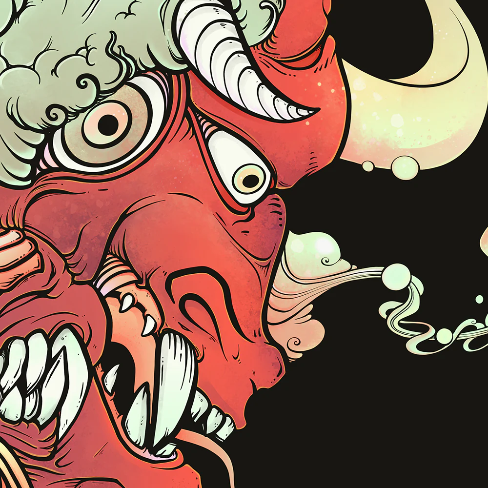 Oni Demon Face, Matte Art Print Poster - Image 4