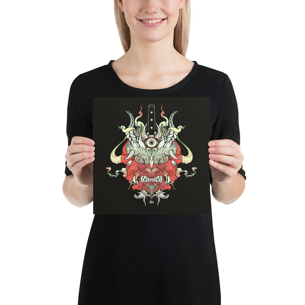 Oni Demon Face, Matte Art Print Poster - Image 5