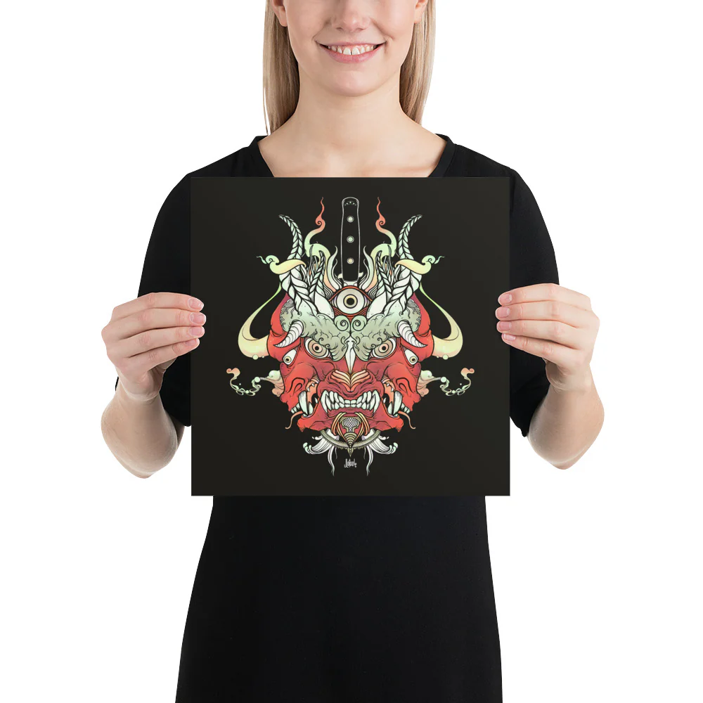 Oni Demon Face, Matte Art Print Poster - Image 6