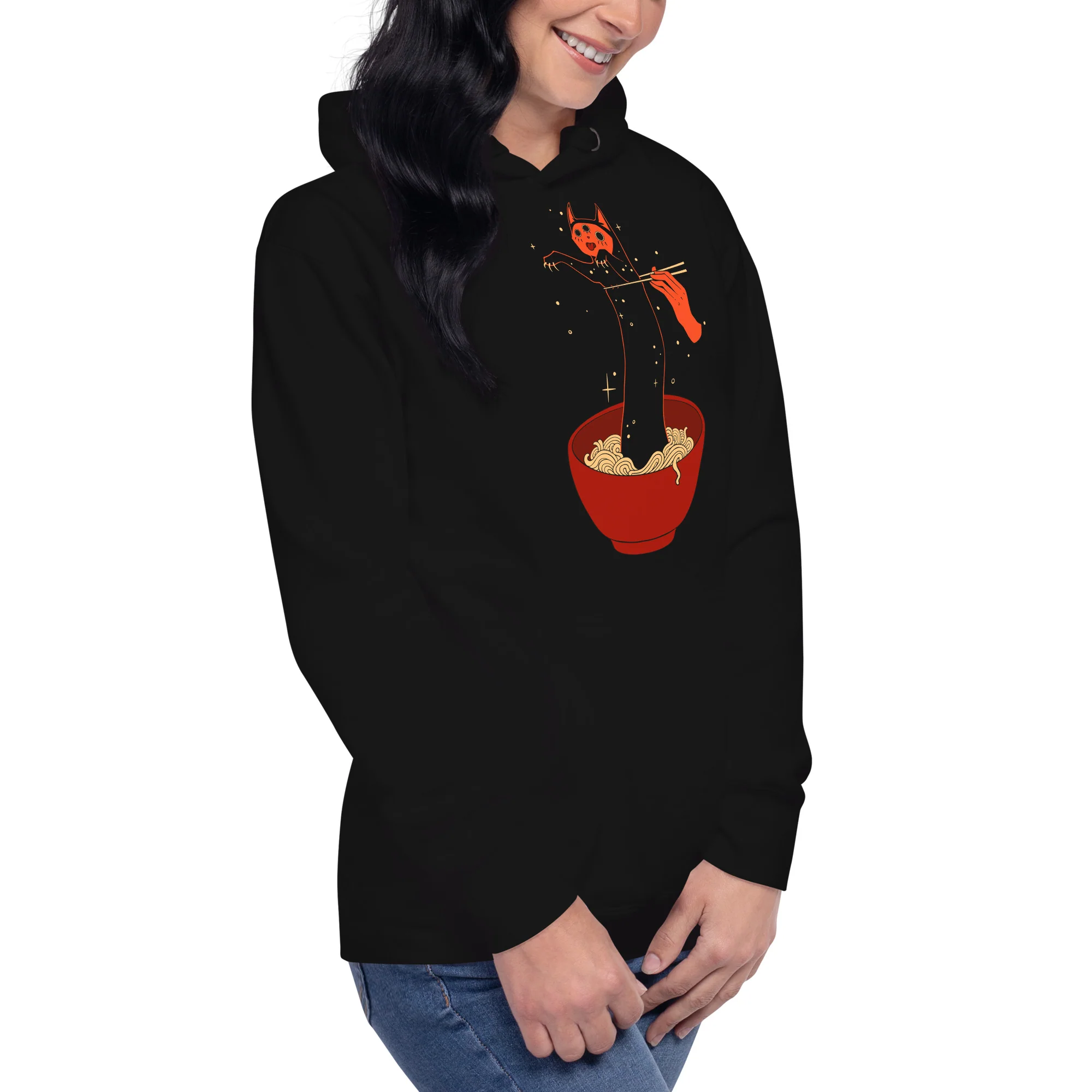 Orion Black Cat Ramen, Unisex Hoodie - Image 2
