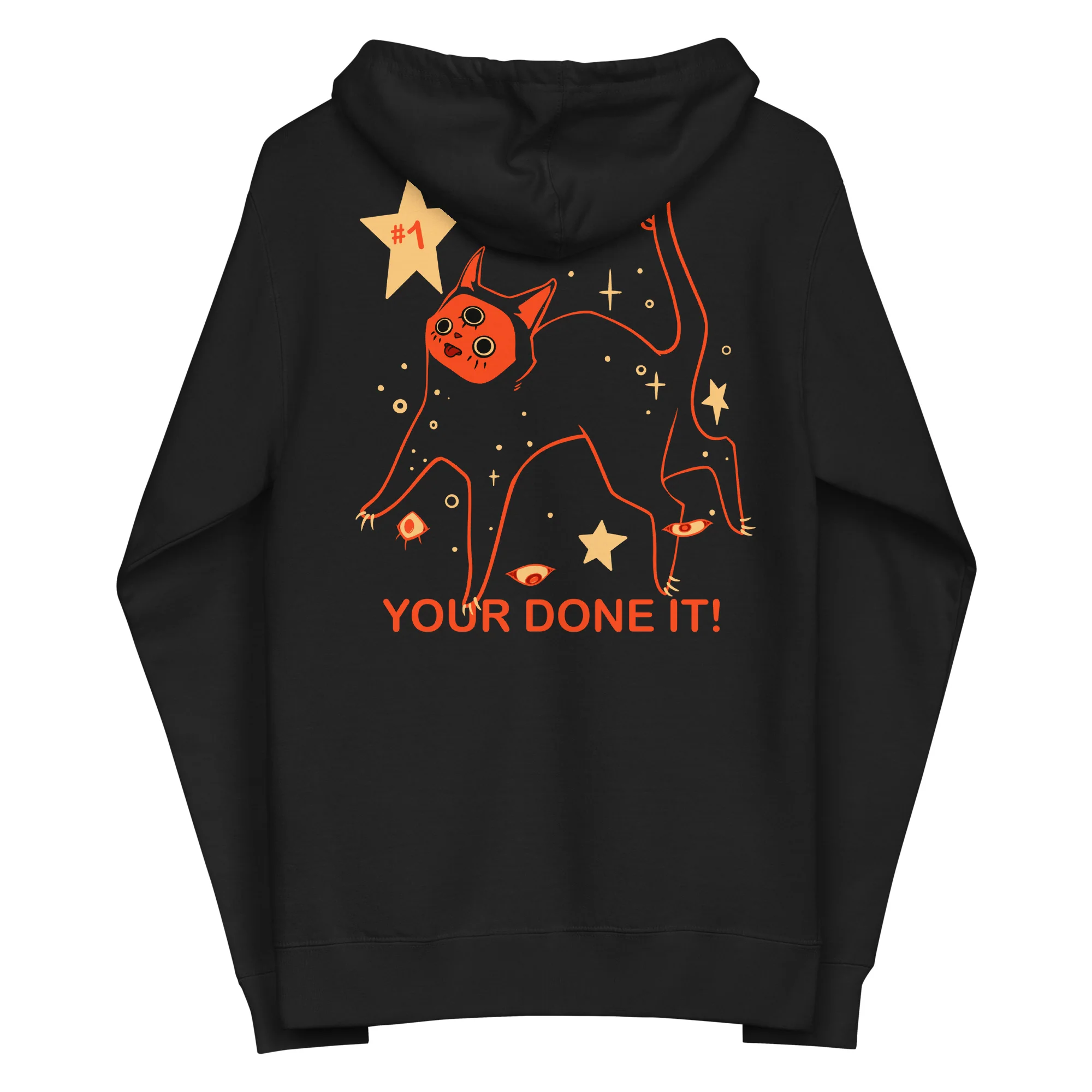 Orion The Black Cat Congrations, Unisex Fleece Zip-Up Hoodie