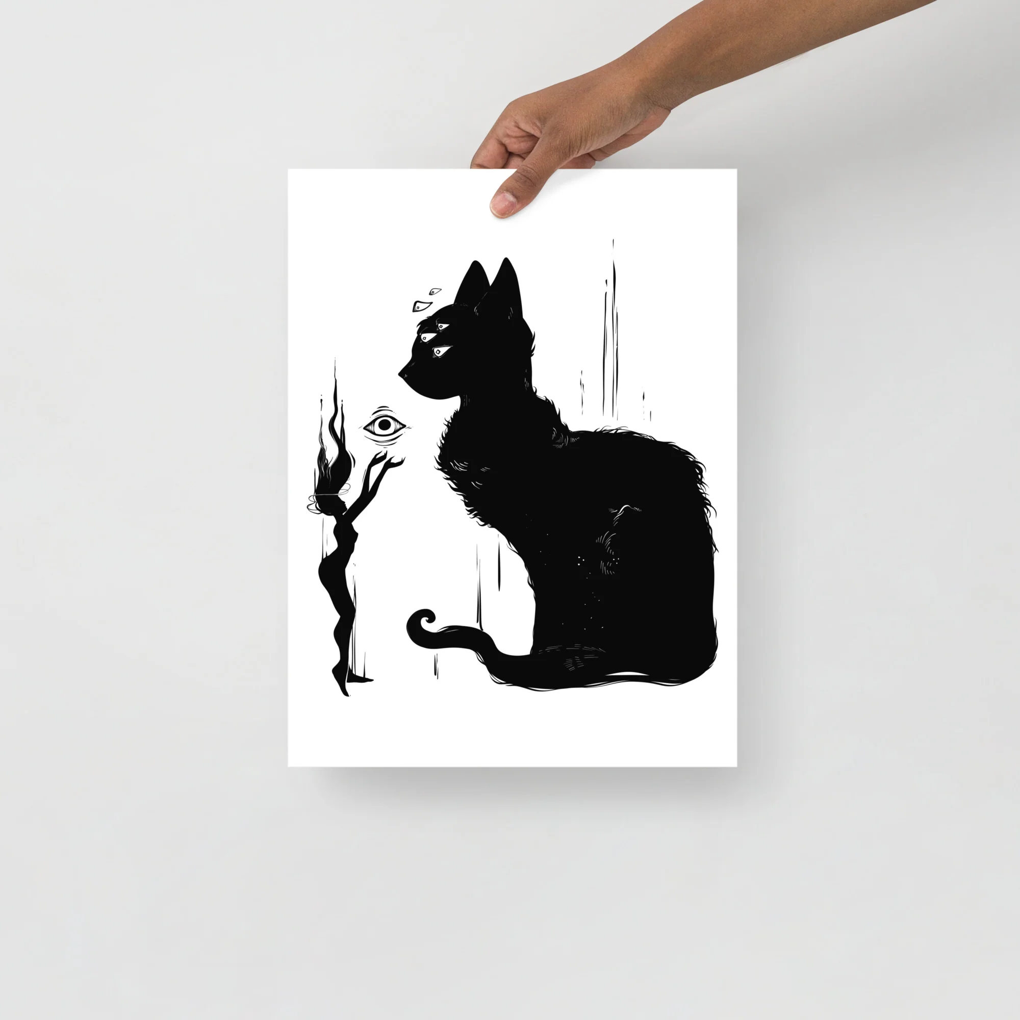 Black Cat And Witch, Matte Art Print Poster - Image 2