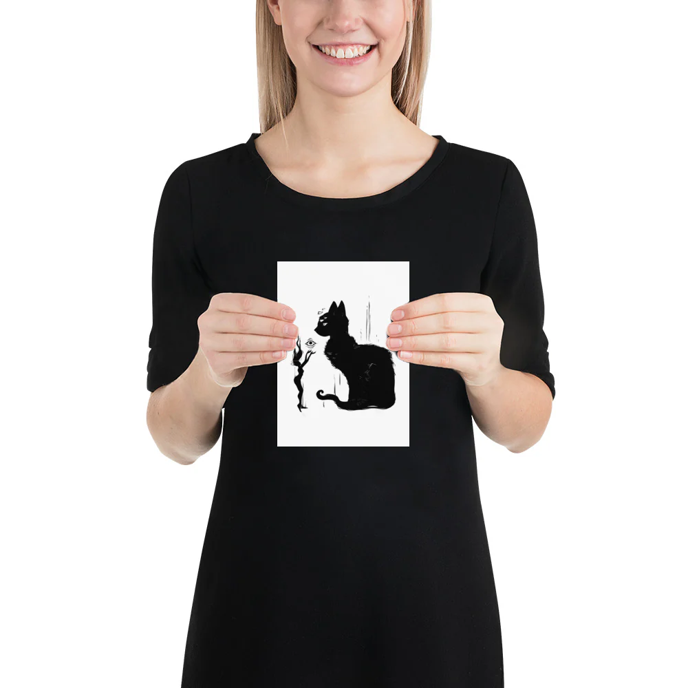 Black Cat And Witch, Matte Art Print Poster - Image 3