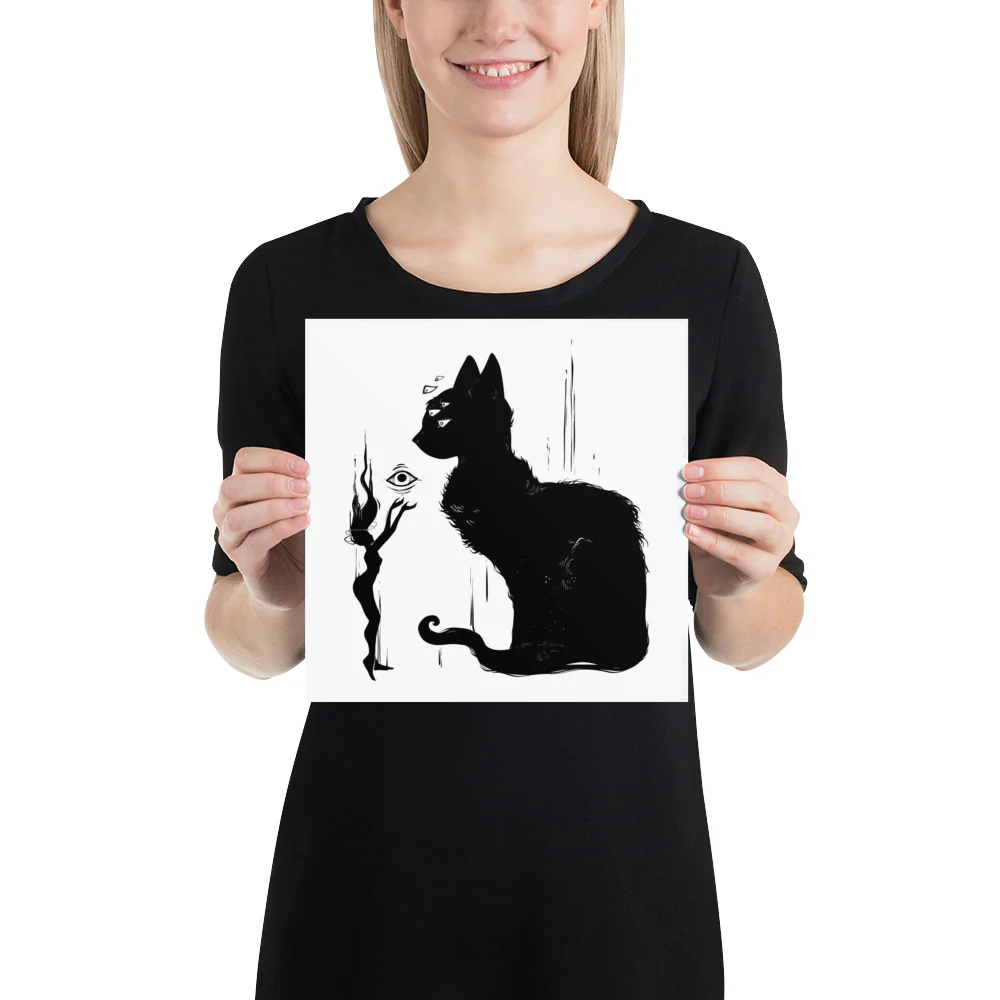 Black Cat And Witch, Matte Art Print Poster - Image 4
