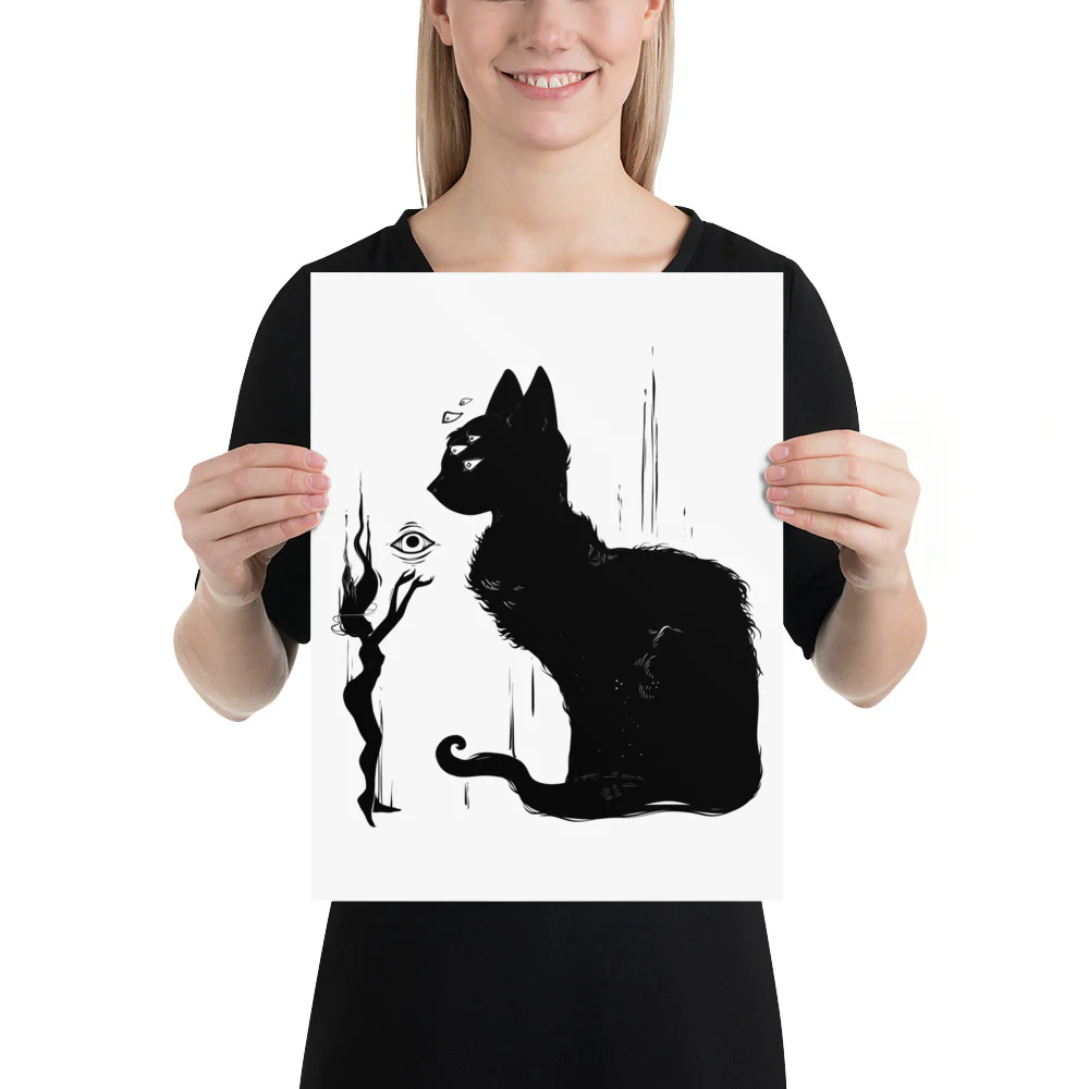 Black Cat And Witch, Matte Art Print Poster - Image 5