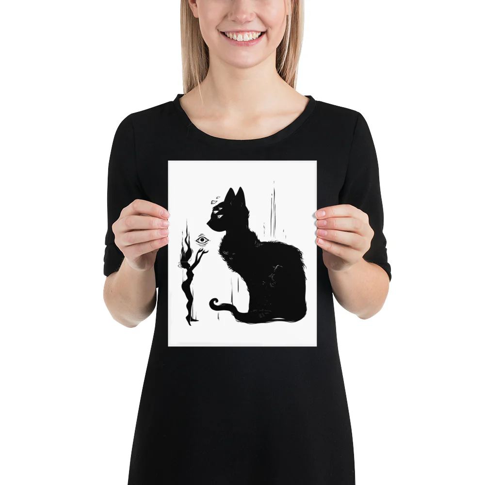 Black Cat And Witch, Matte Art Print Poster - Image 6