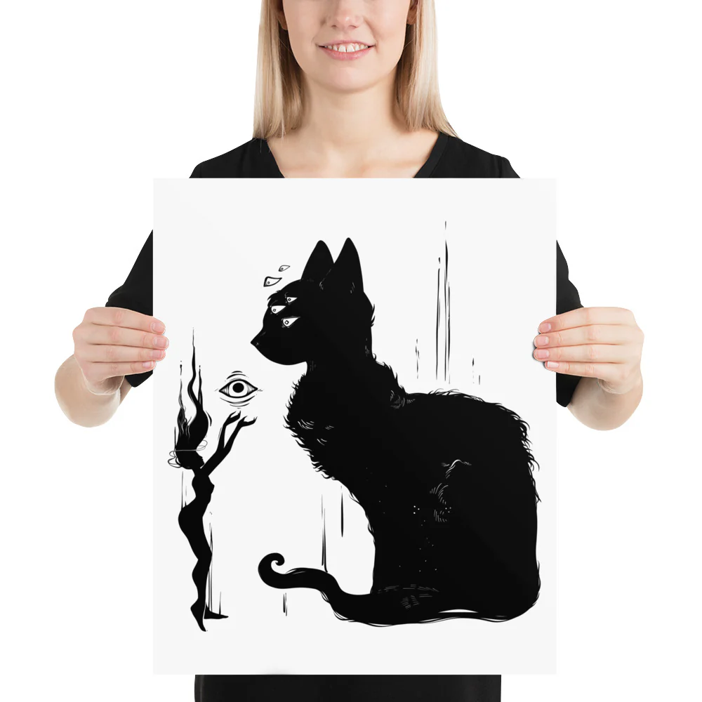 Black Cat And Witch, Matte Art Print Poster - Image 7