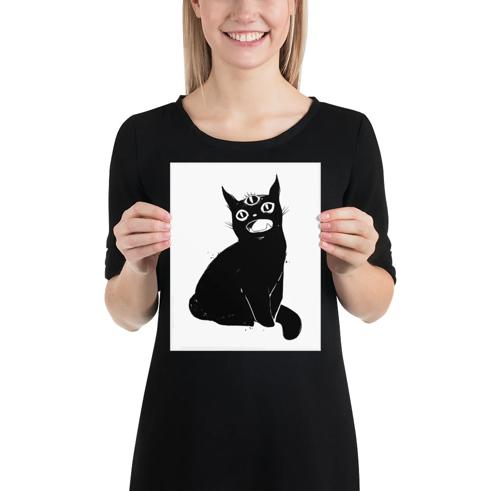 Black Cat With Third Eye, Matte Art Print Poster - Image 10