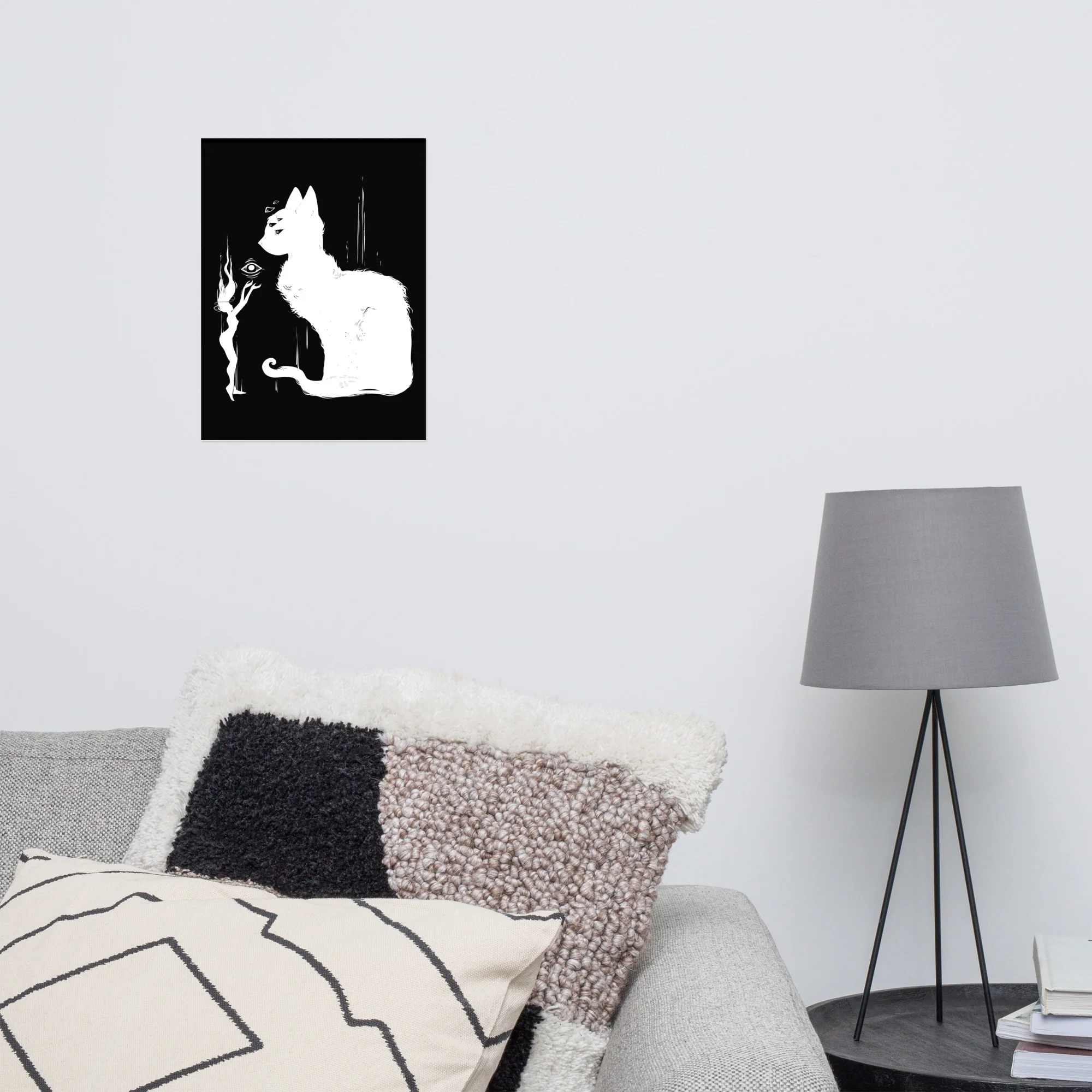 White Cat And Witch, Matte Art Print Poster - Image 9