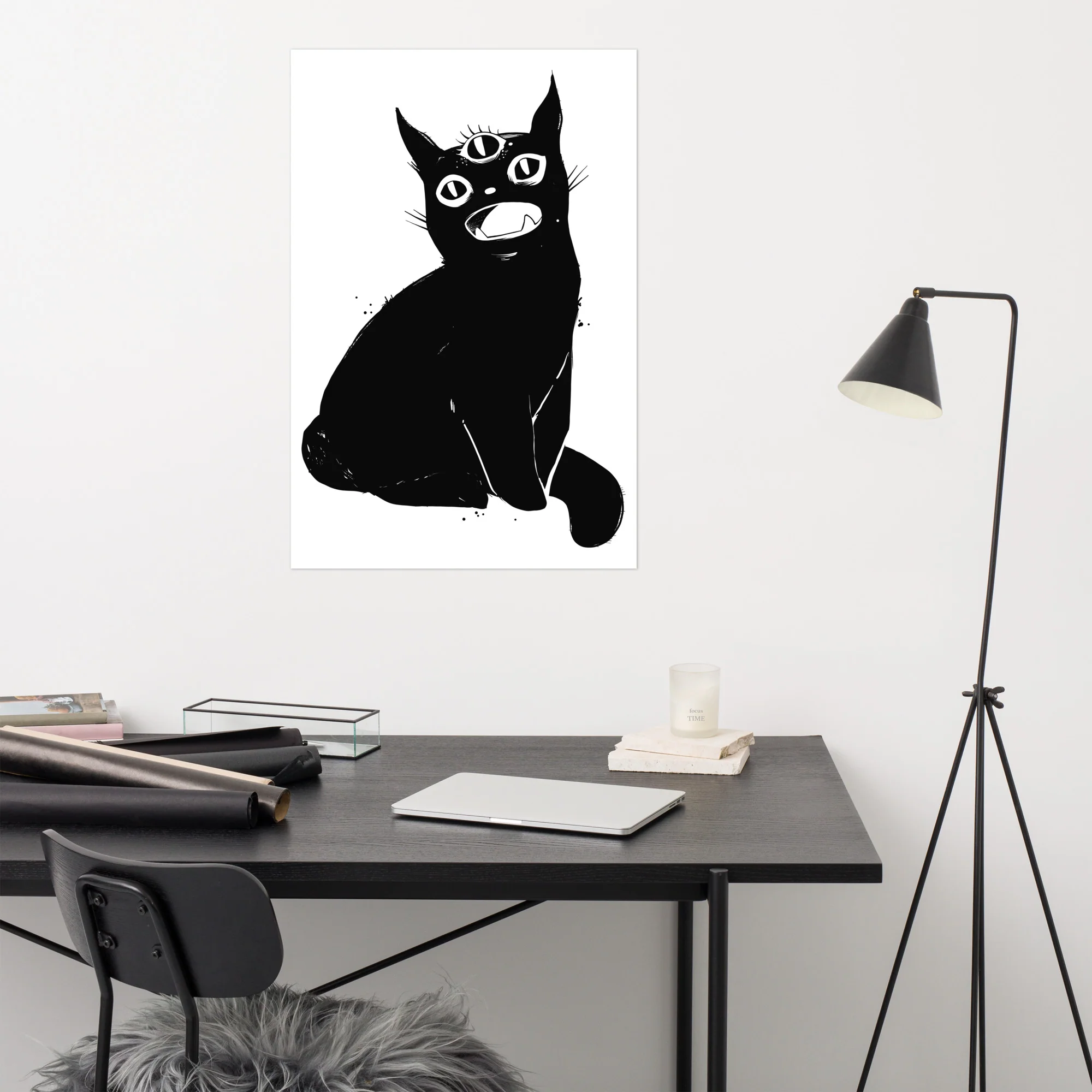 Black Cat With Third Eye, Matte Art Print Poster - Image 11